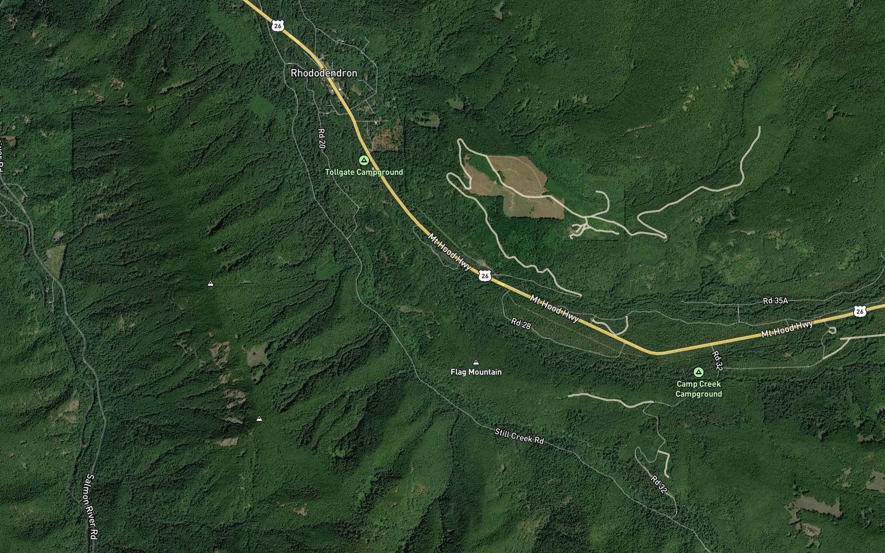 Satellite map of the Camp Creek