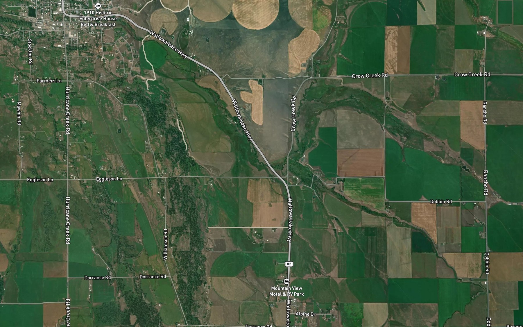 Satellite map of the Swamp Creek