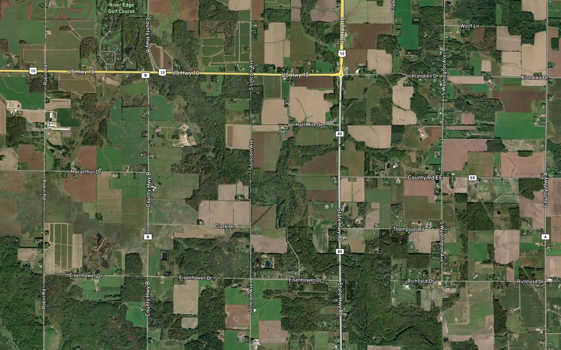Satellite map of the Beaver Creek