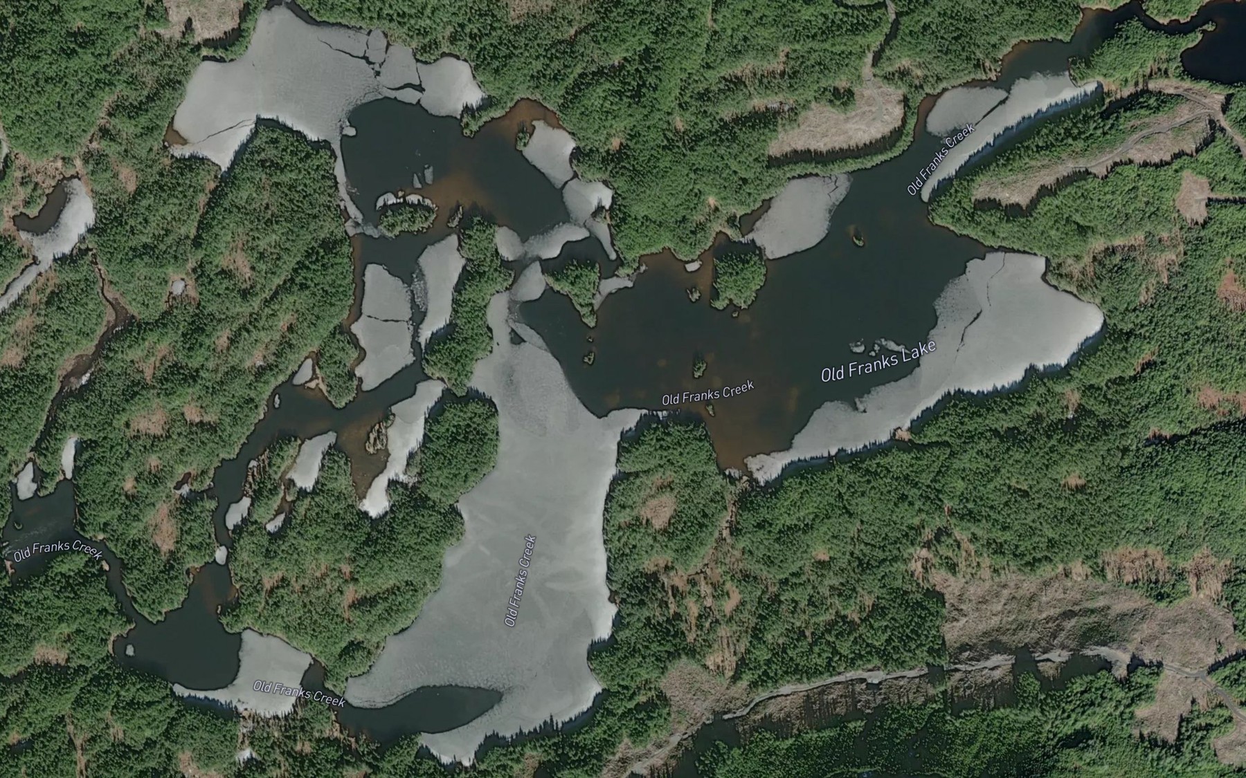Satellite map of the Old Franks Lake