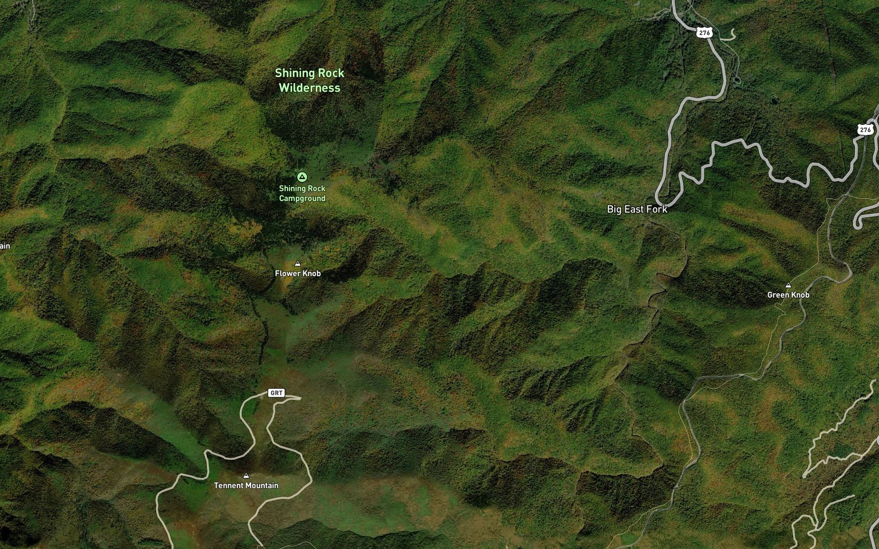Satellite map of the North Prong Shining Creek