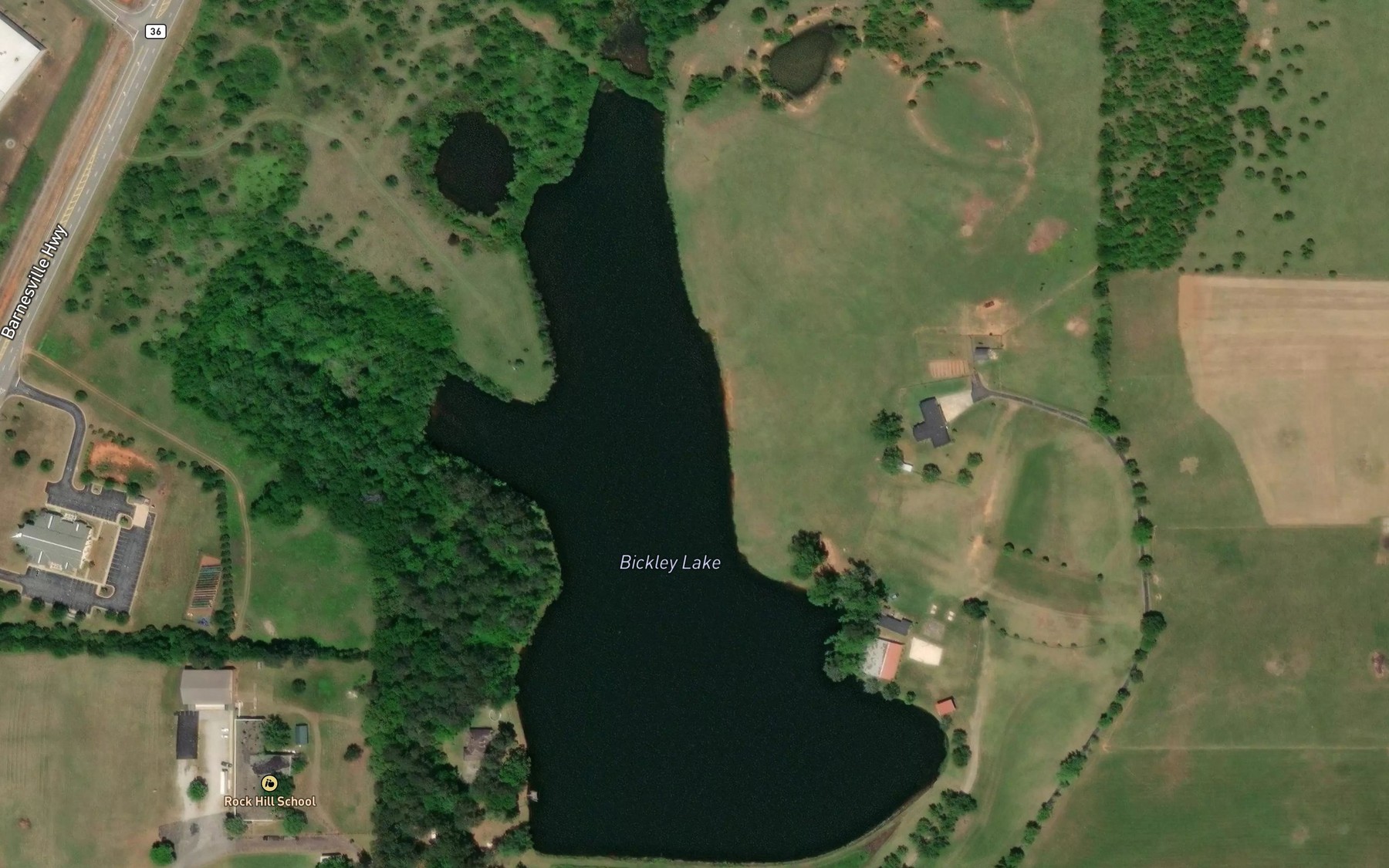Satellite map of the Bickley Lake