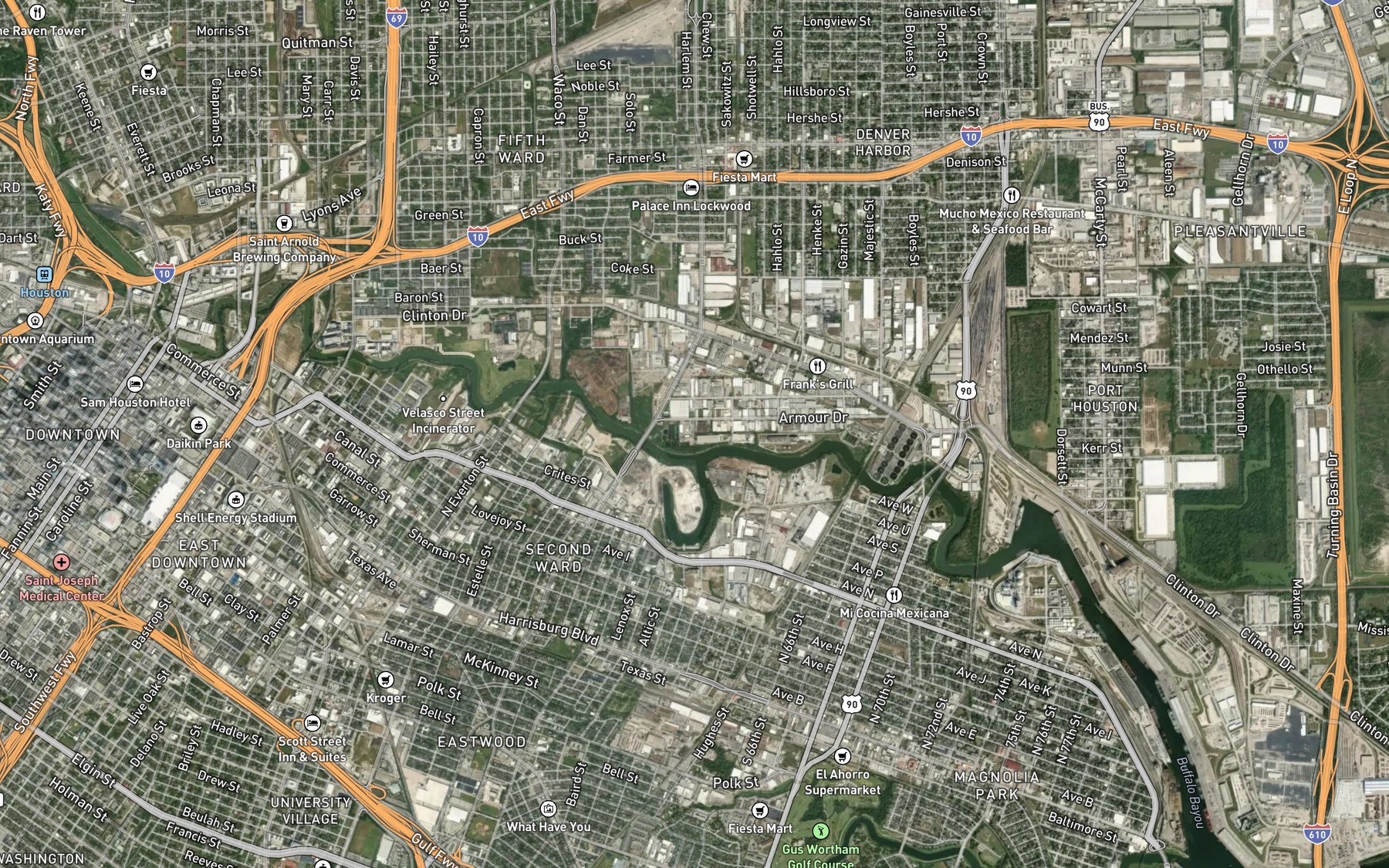 Satellite map of the Turkey Bend Cutoff