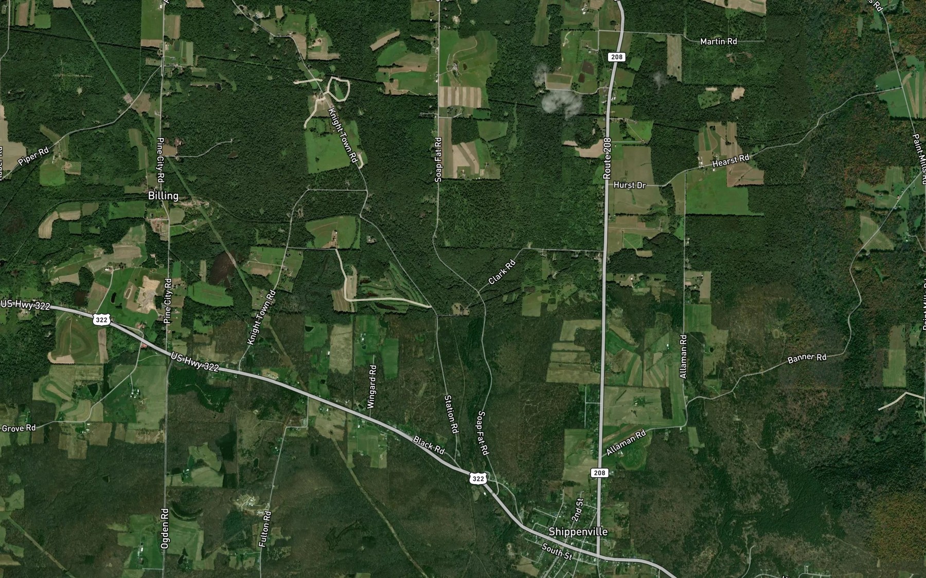 Satellite map of the Little Deer Creek