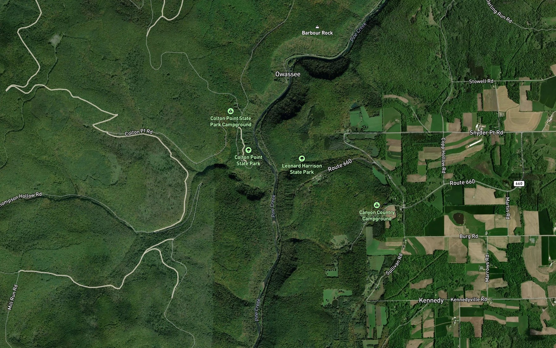 Satellite map of the Little Fourmile Run