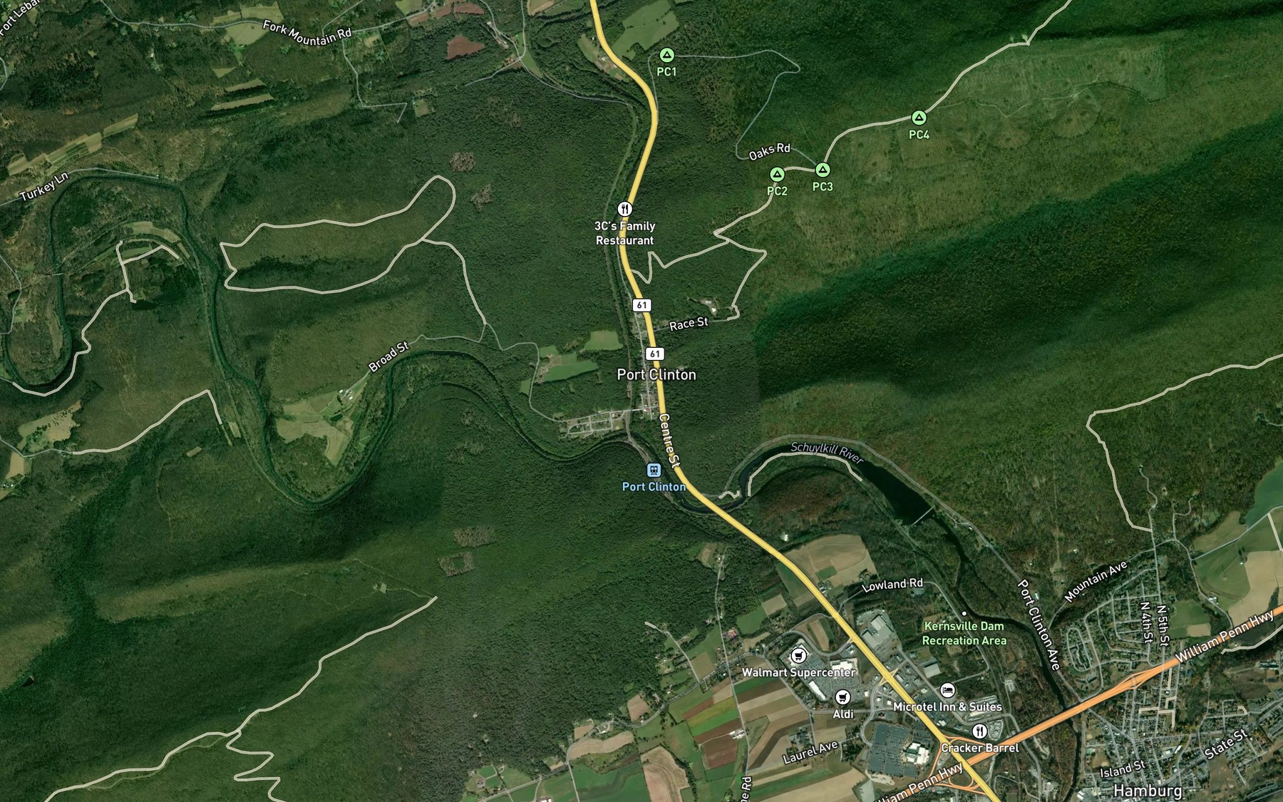 Satellite map of the Rattling Run