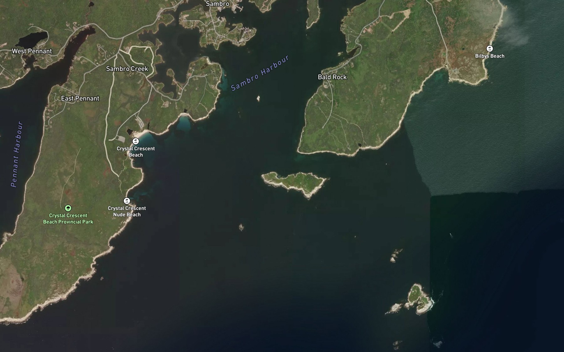 Satellite map of the Smiths Cove