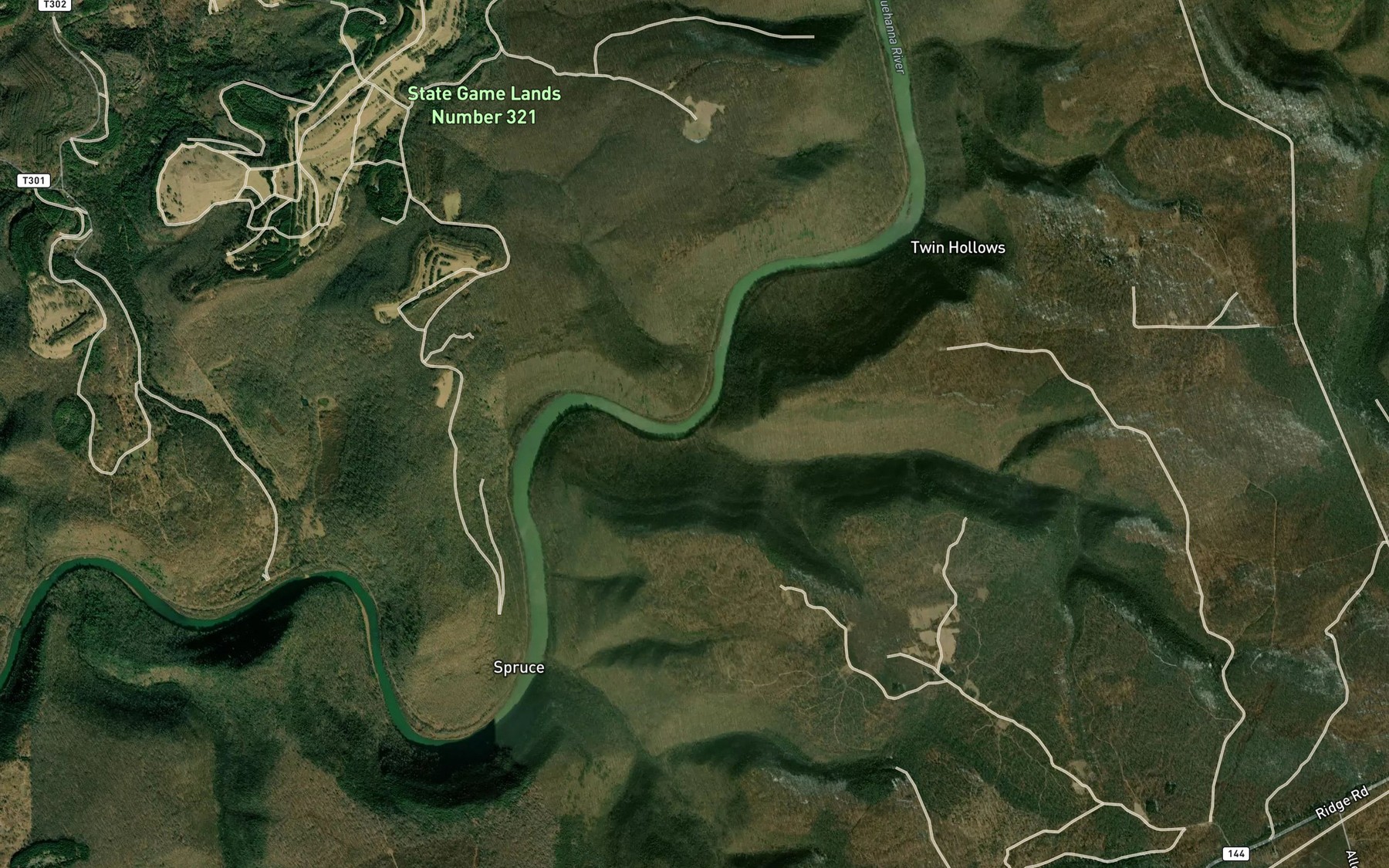 Satellite map of the Bougher Run