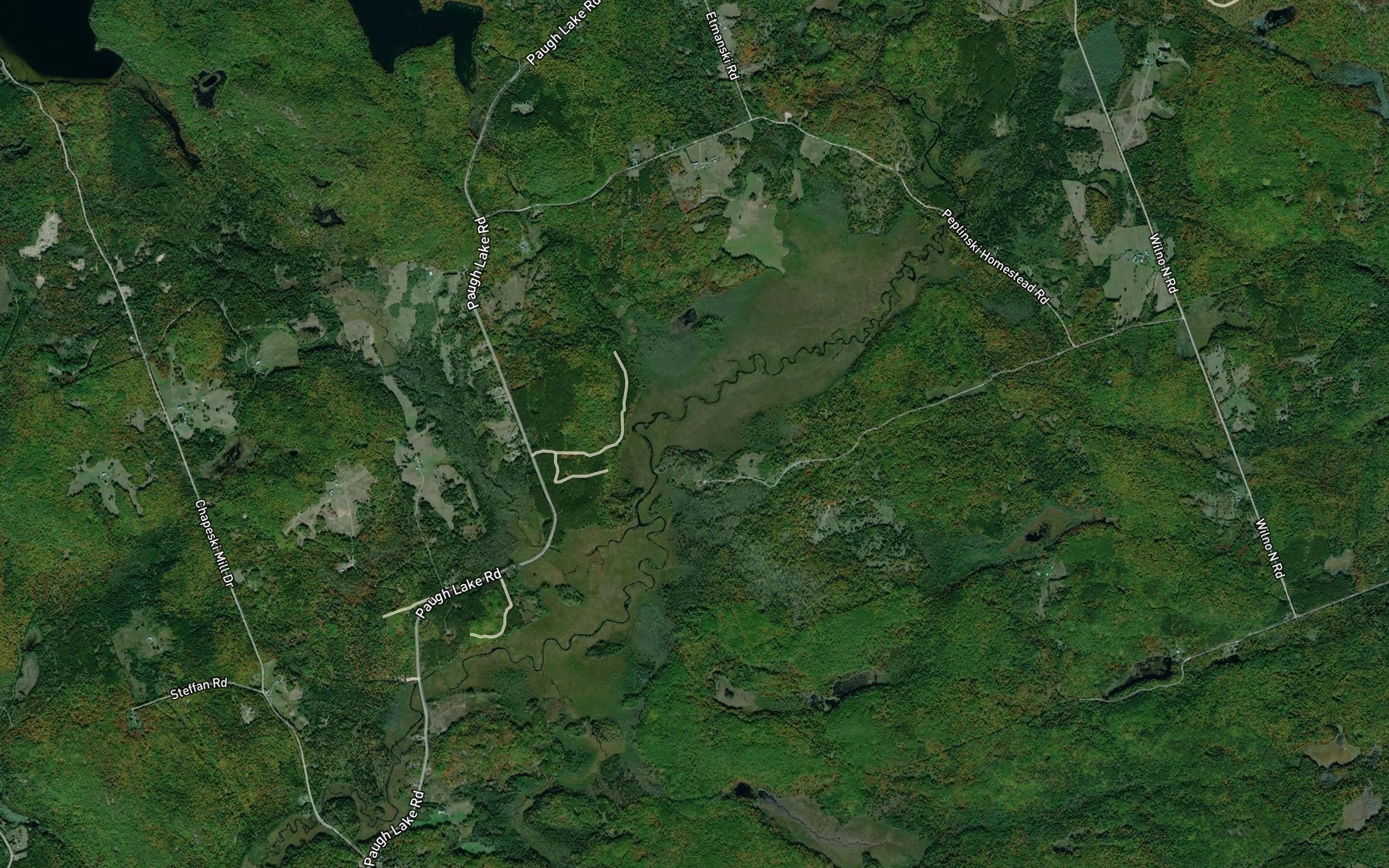 Satellite map of the Paugh Creek