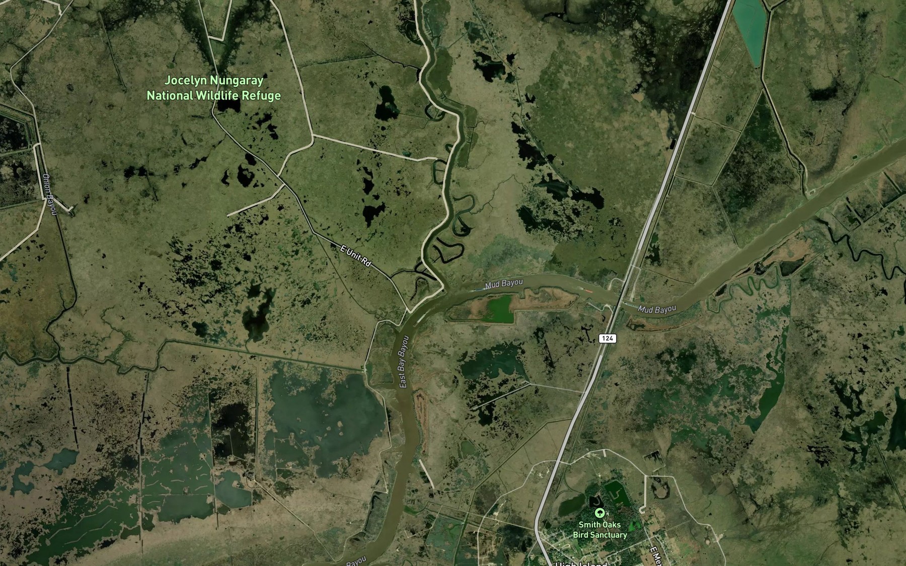 Satellite map of the Mud Bayou
