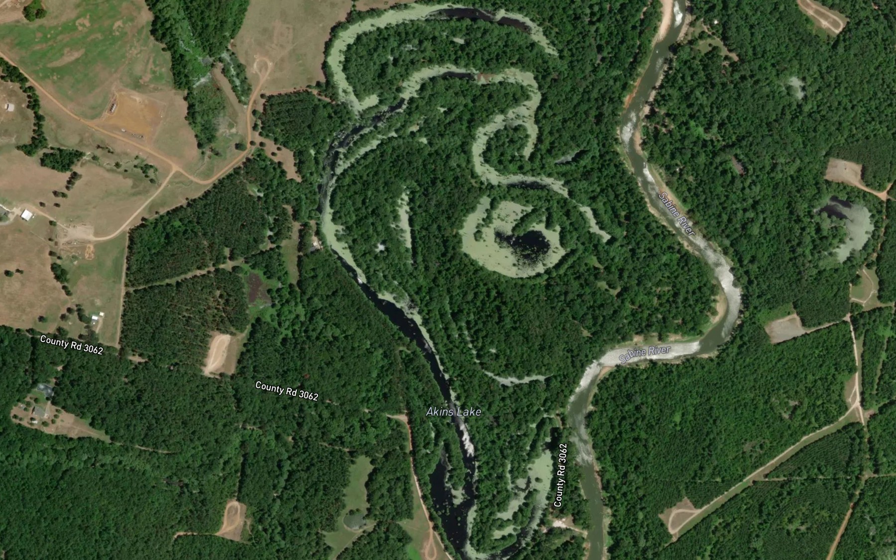 Satellite map of the Akins Lake