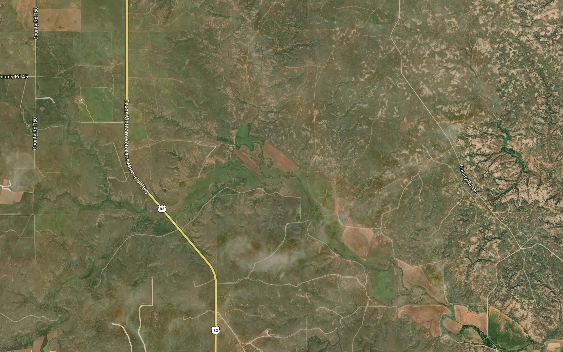 Satellite map of the Hackberry Creek