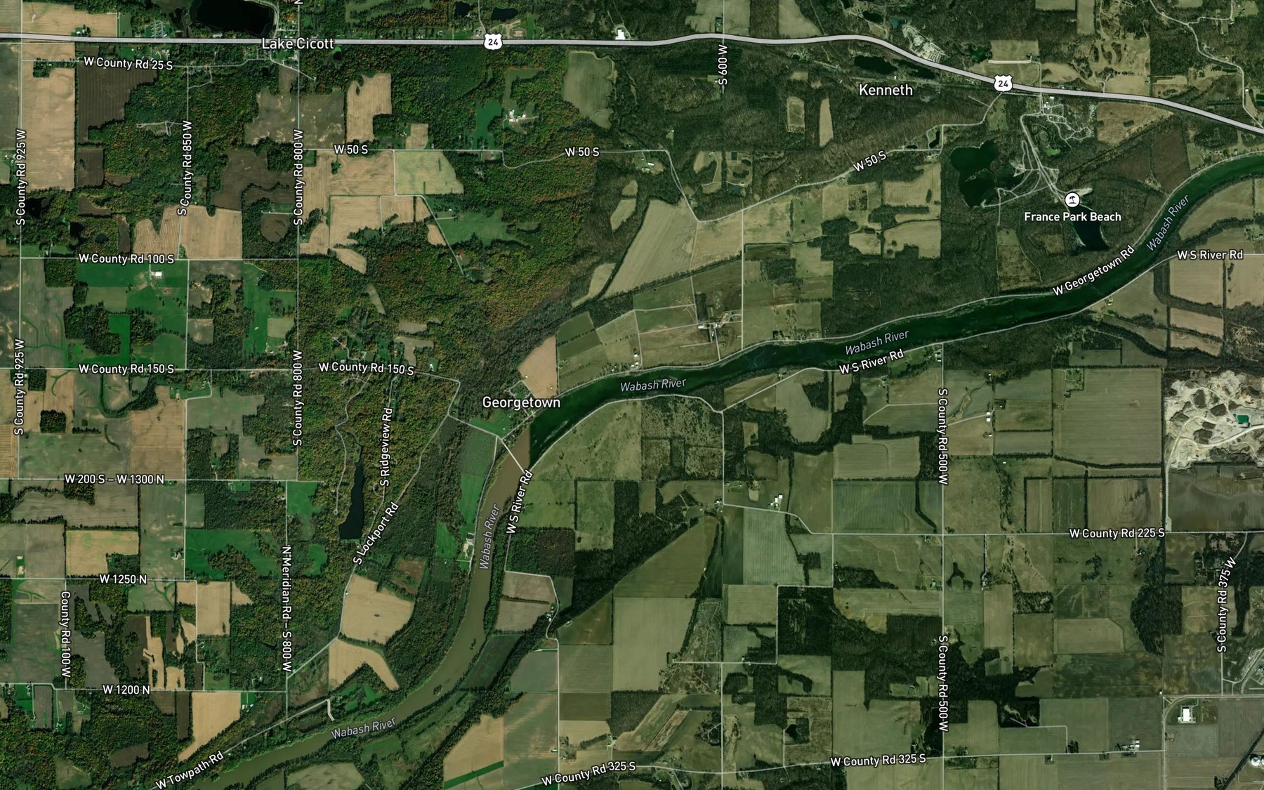 Satellite map of the Fitzers Ditch