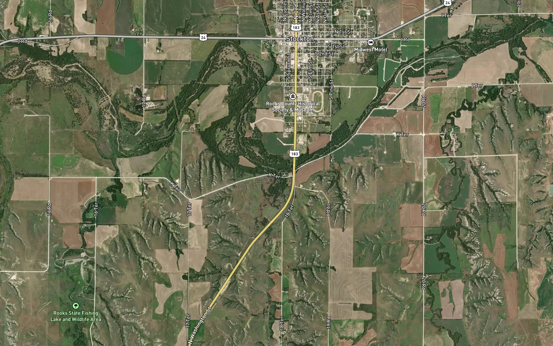 Satellite map of the Roberts Roost Creek