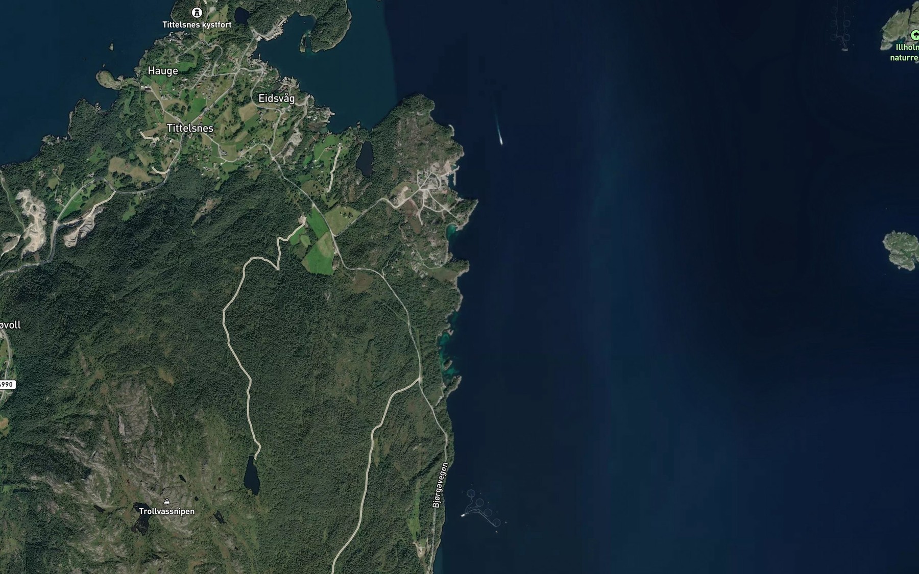 Satellite map of the Djupavika