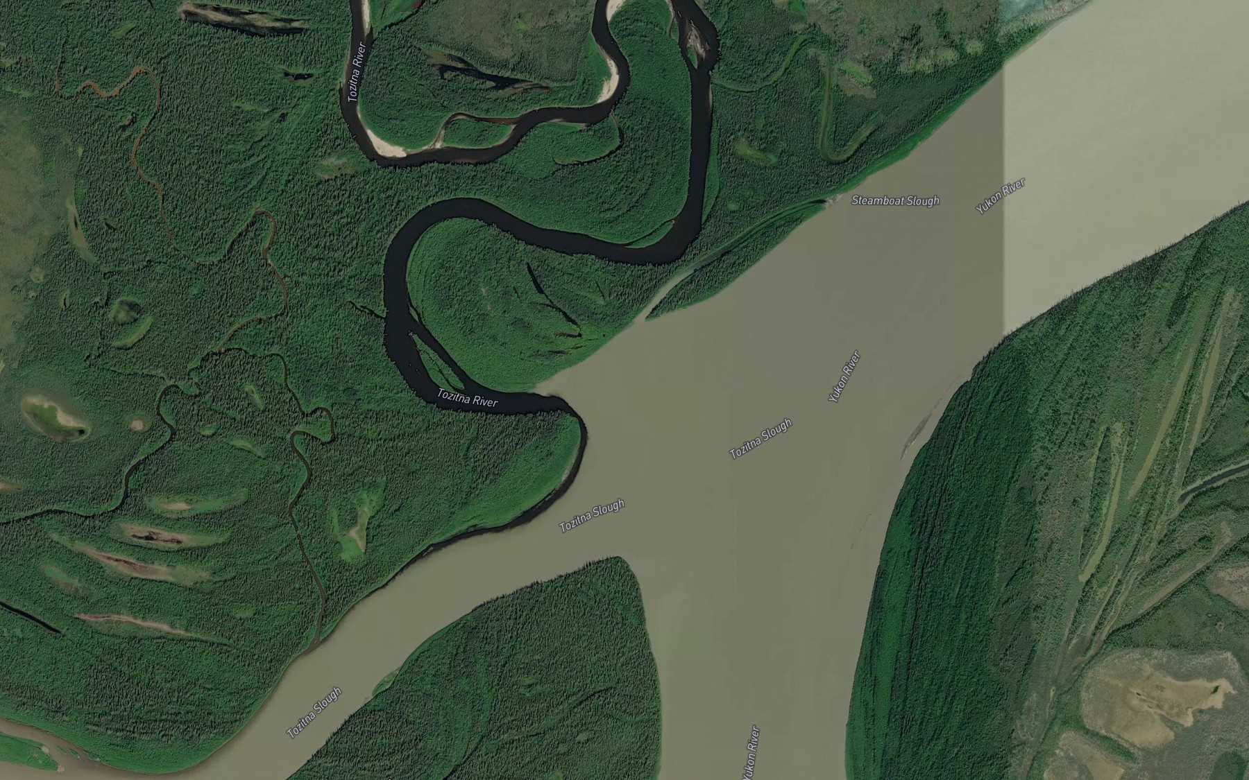 Satellite map of the Tozitna River