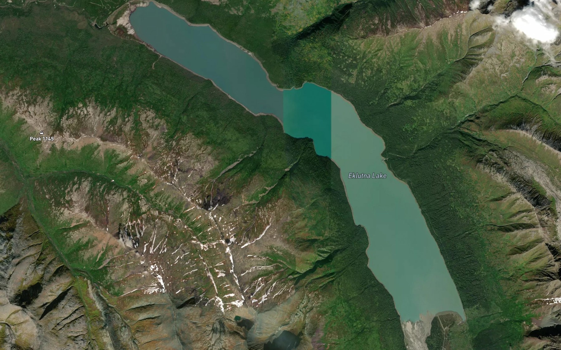 Satellite map of the Eklutna Lake