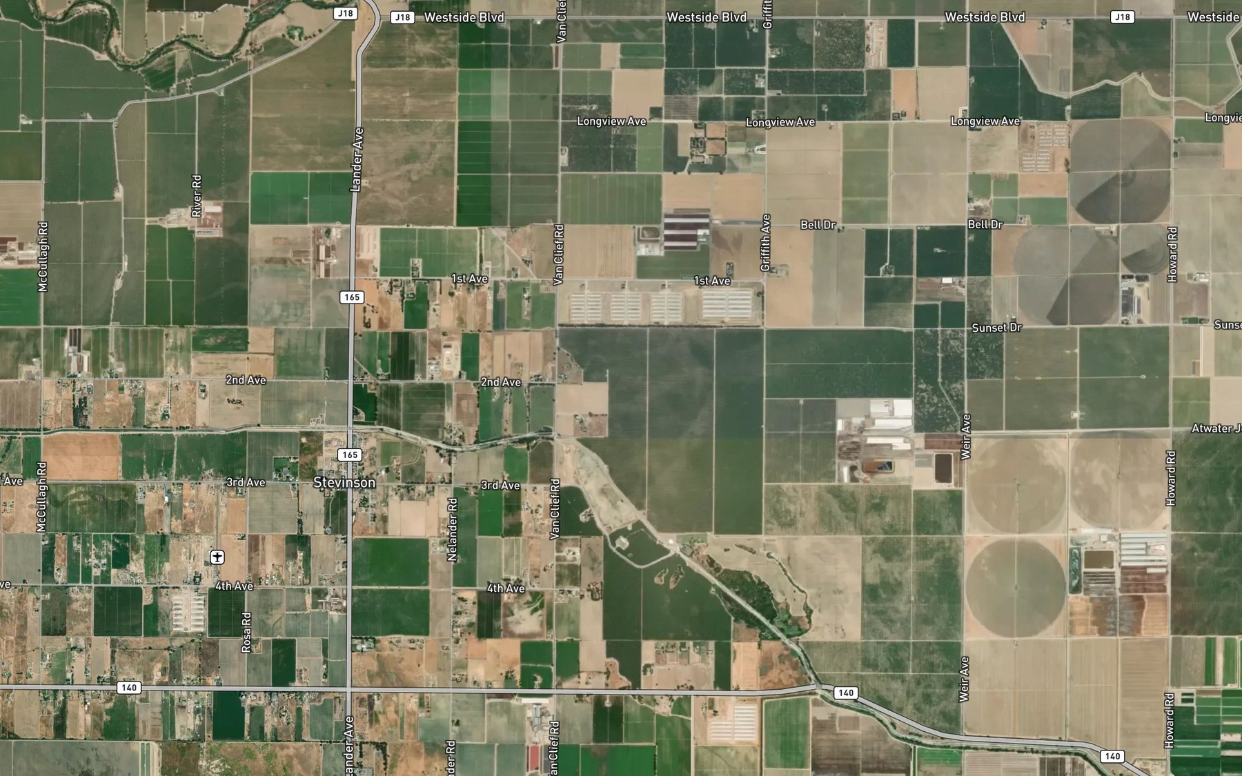 Satellite map of the Adams Ditch