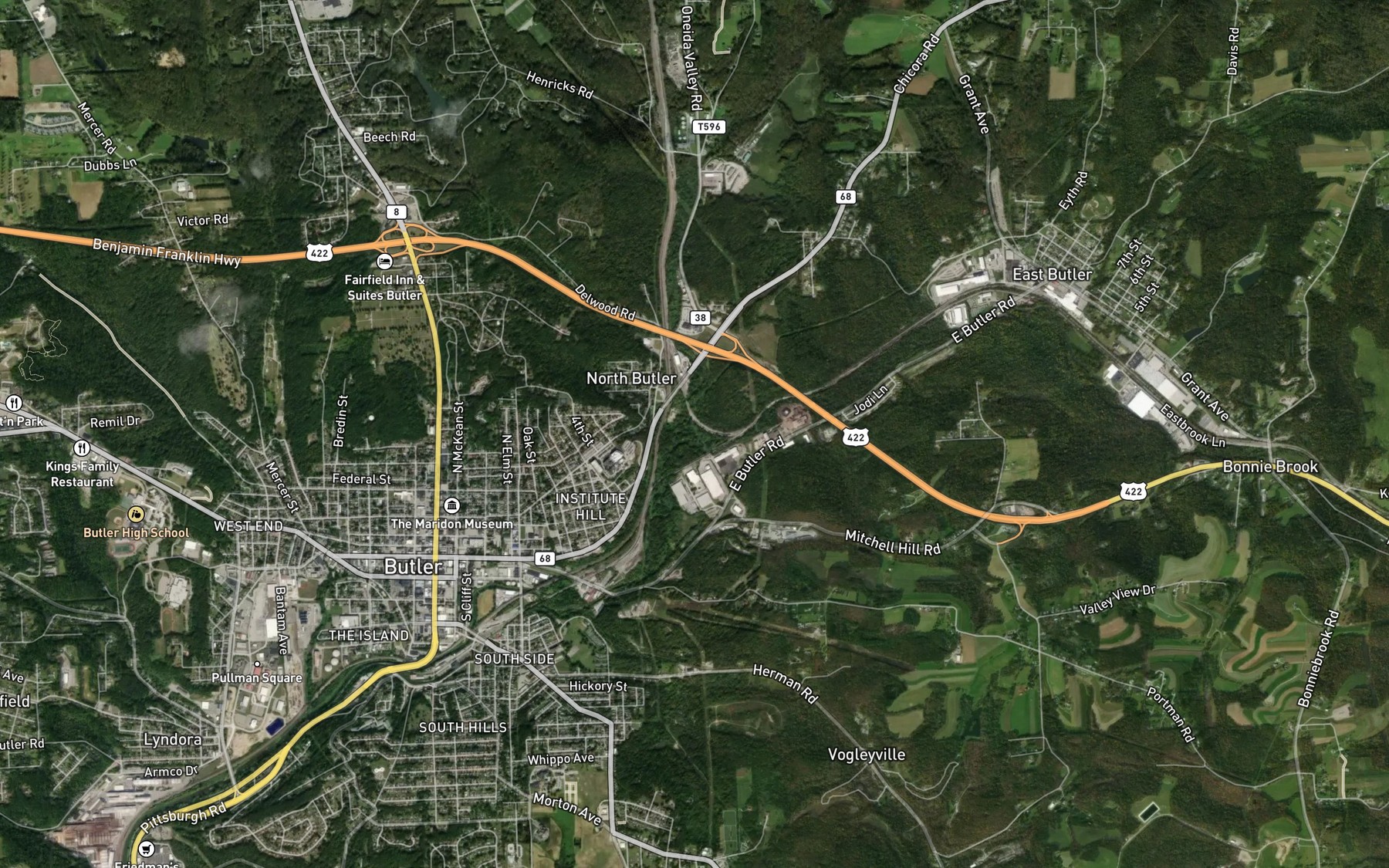 Satellite map of the Bonnie Brook