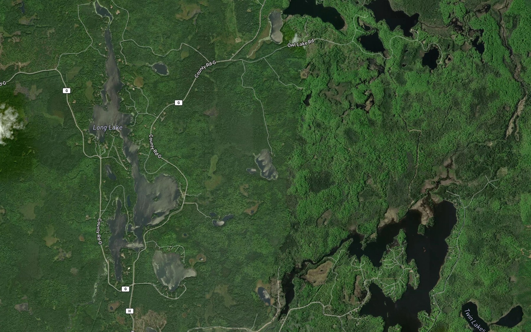 Satellite map of the Hawk Lake