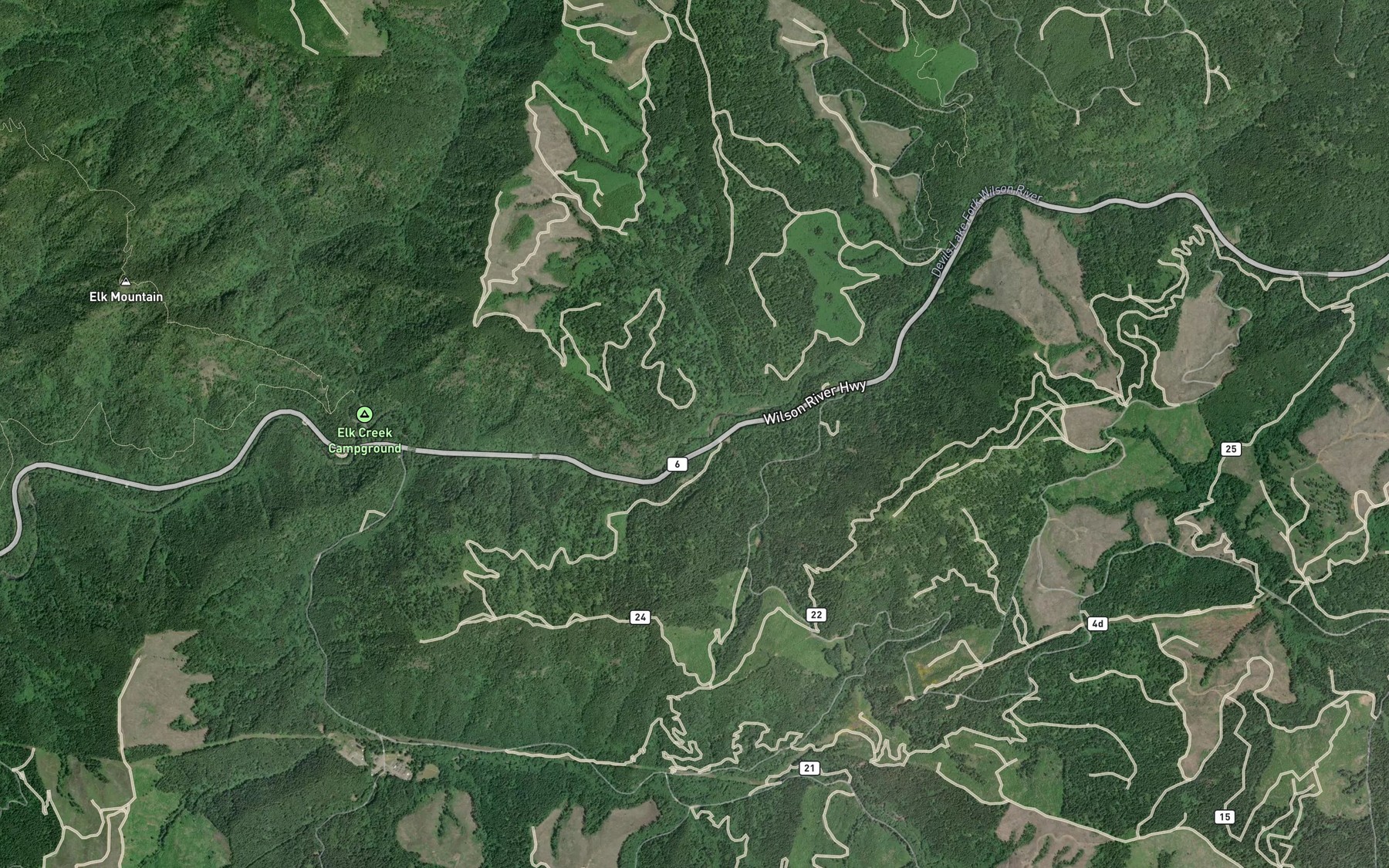 Satellite map of the Fern Rock Creek