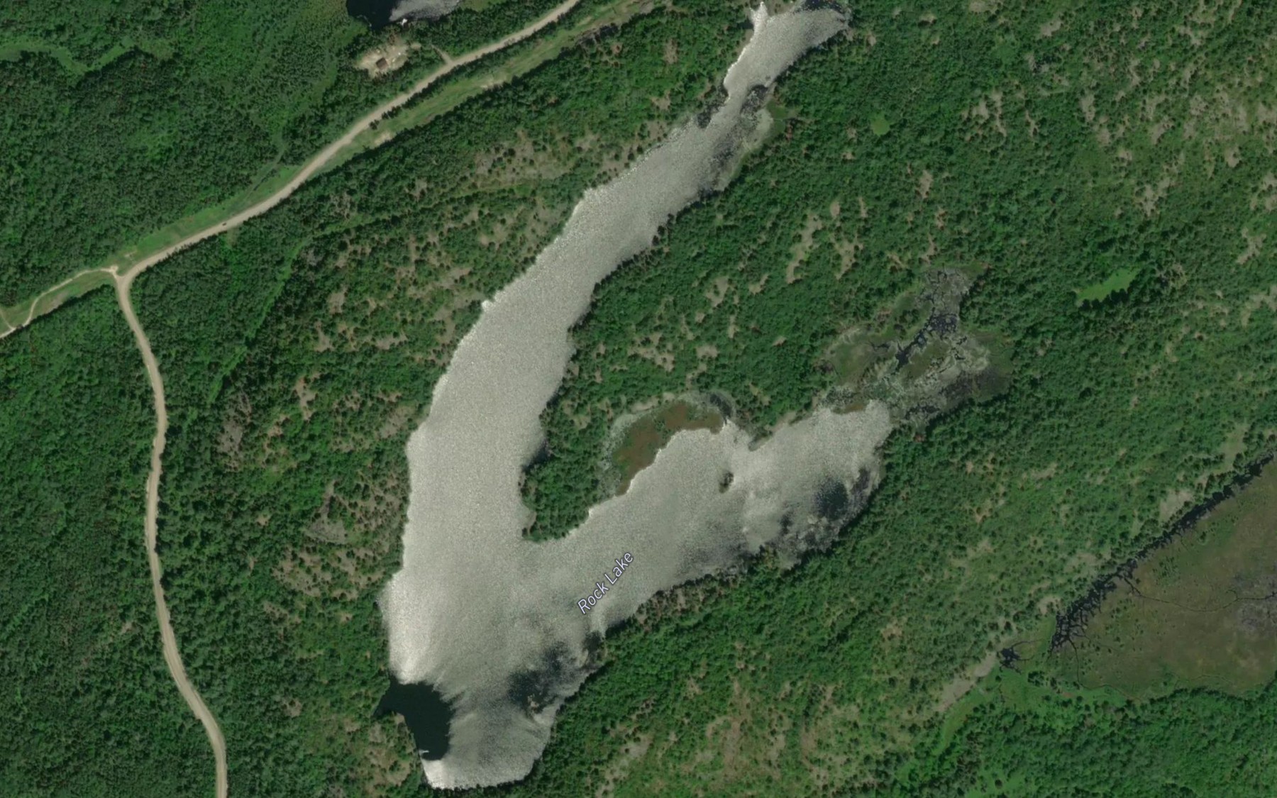 Satellite map of the Rock Lake
