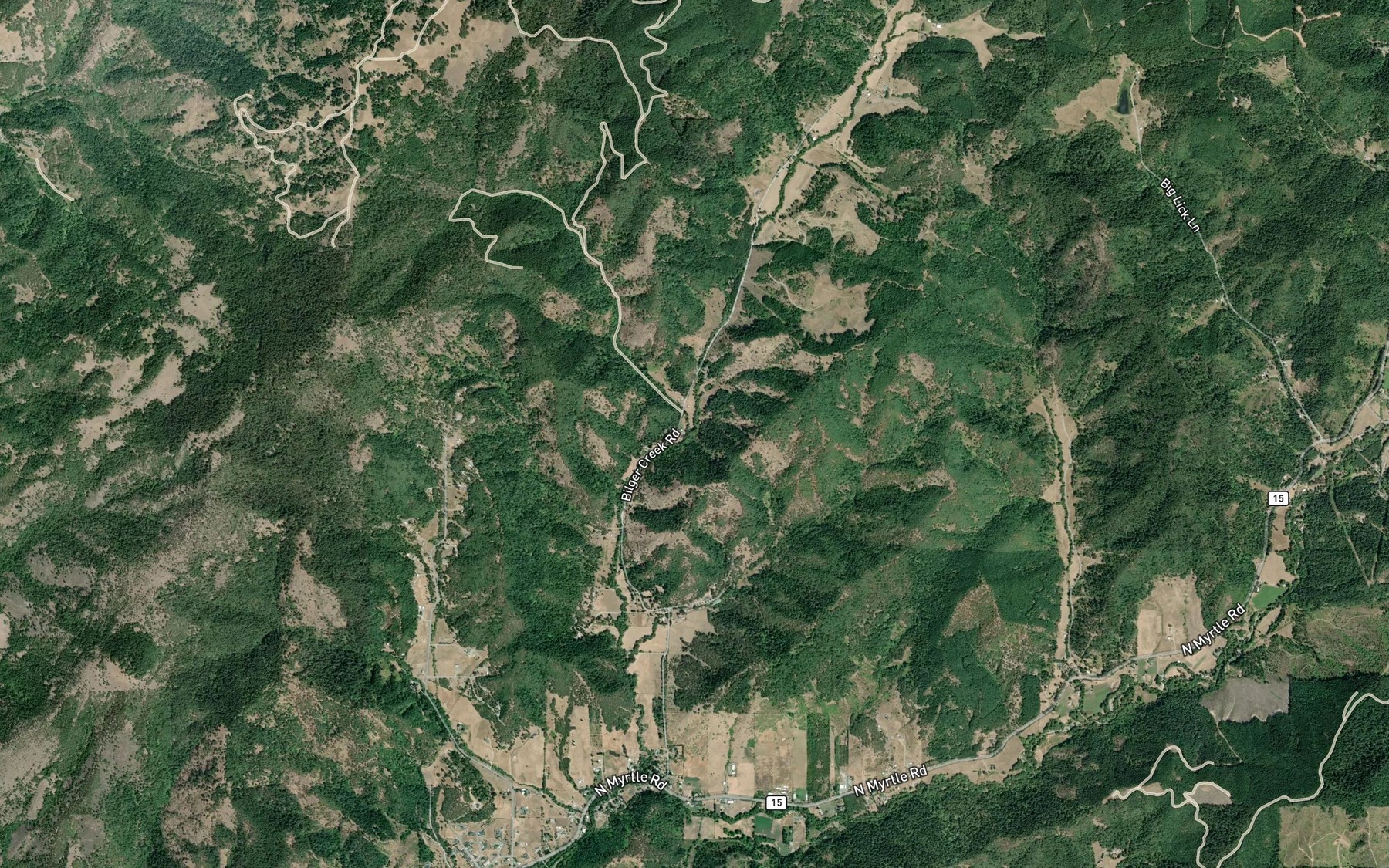 Satellite map of the Rock Creek