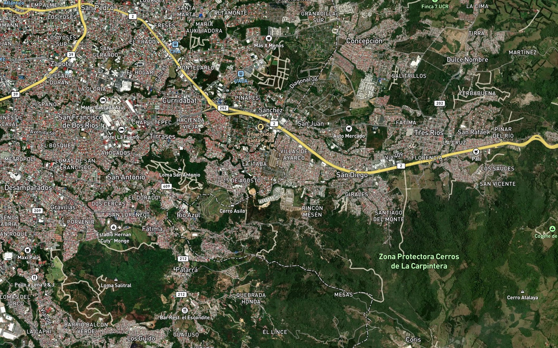 Satellite map of the Quebrada Palini