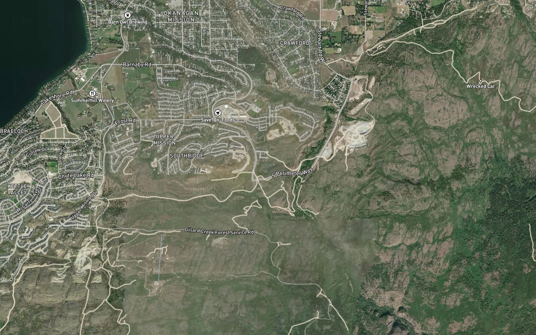 Satellite map of the Jack Smith Lake