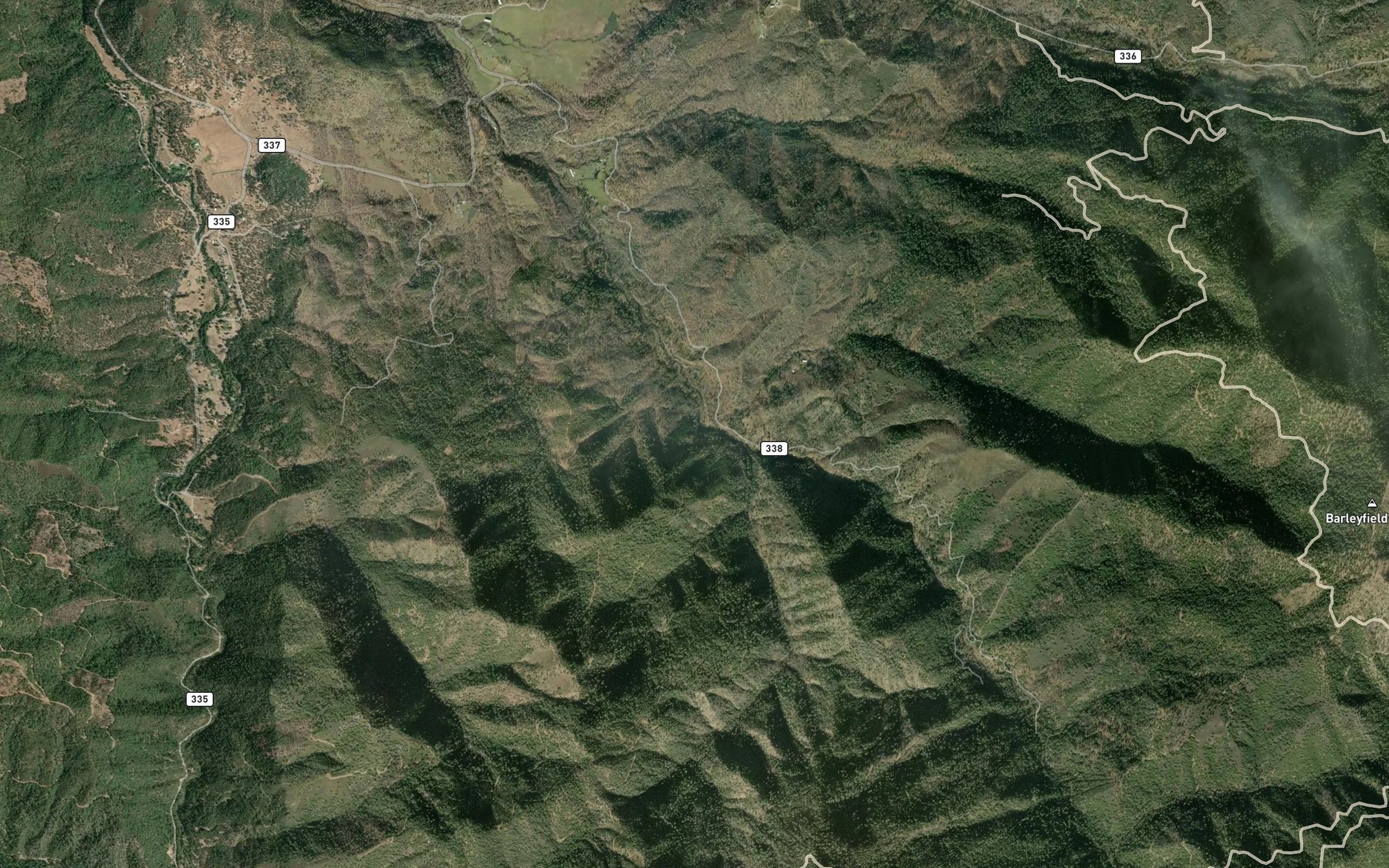 Satellite map of the Barleyfield Creek