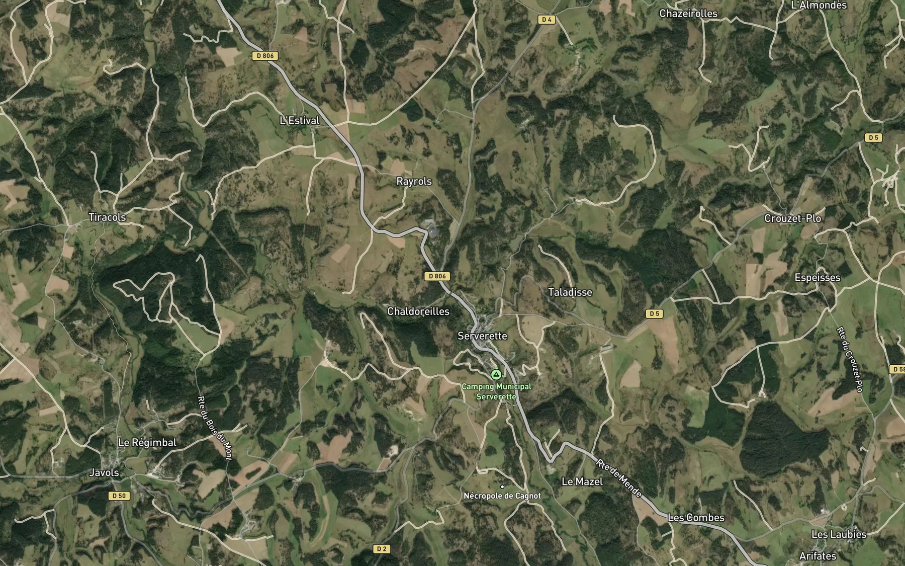 Satellite map of the Ruisseau de Mezere