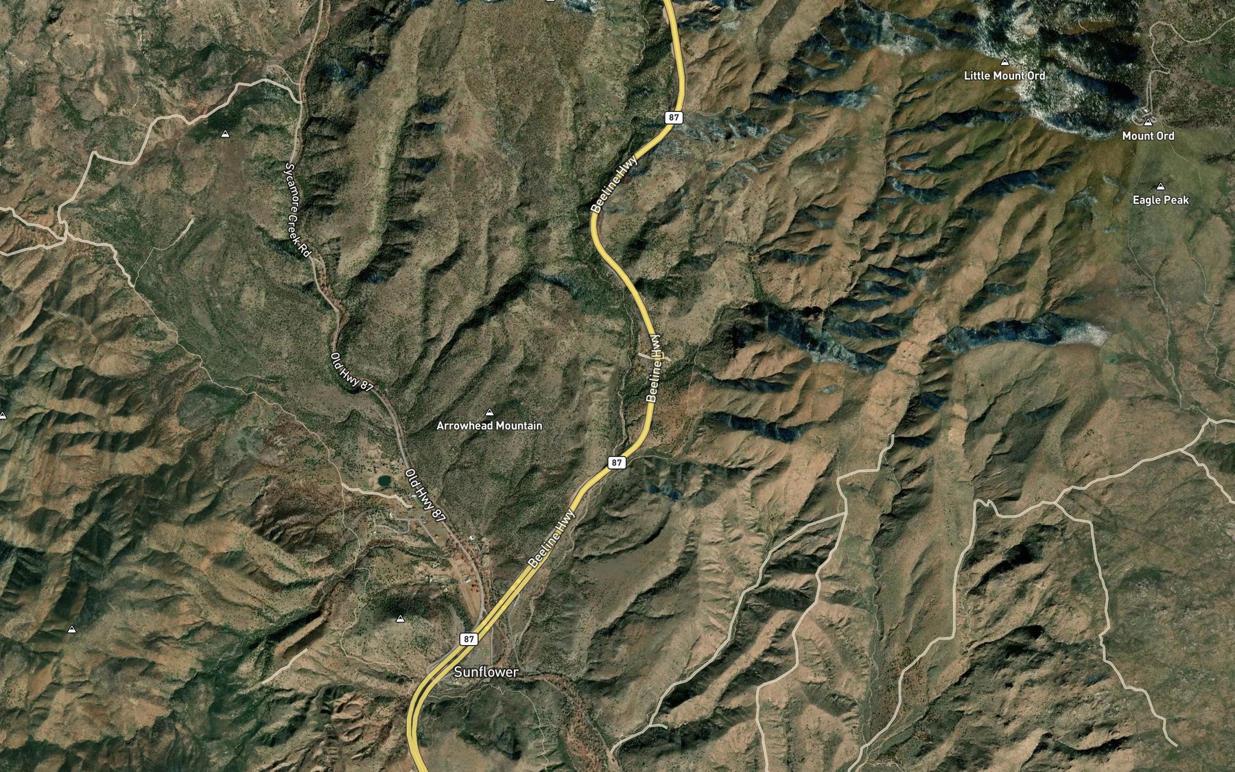 Satellite map of the Kitty Joe Spring