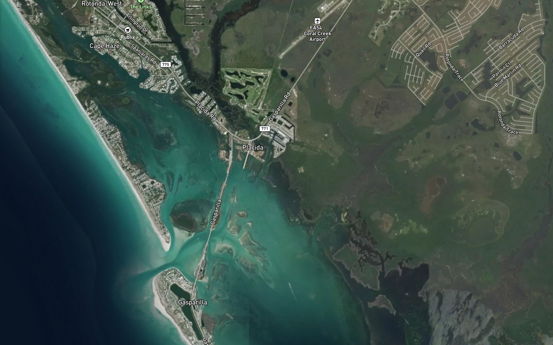 Satellite map of the Coral Creek