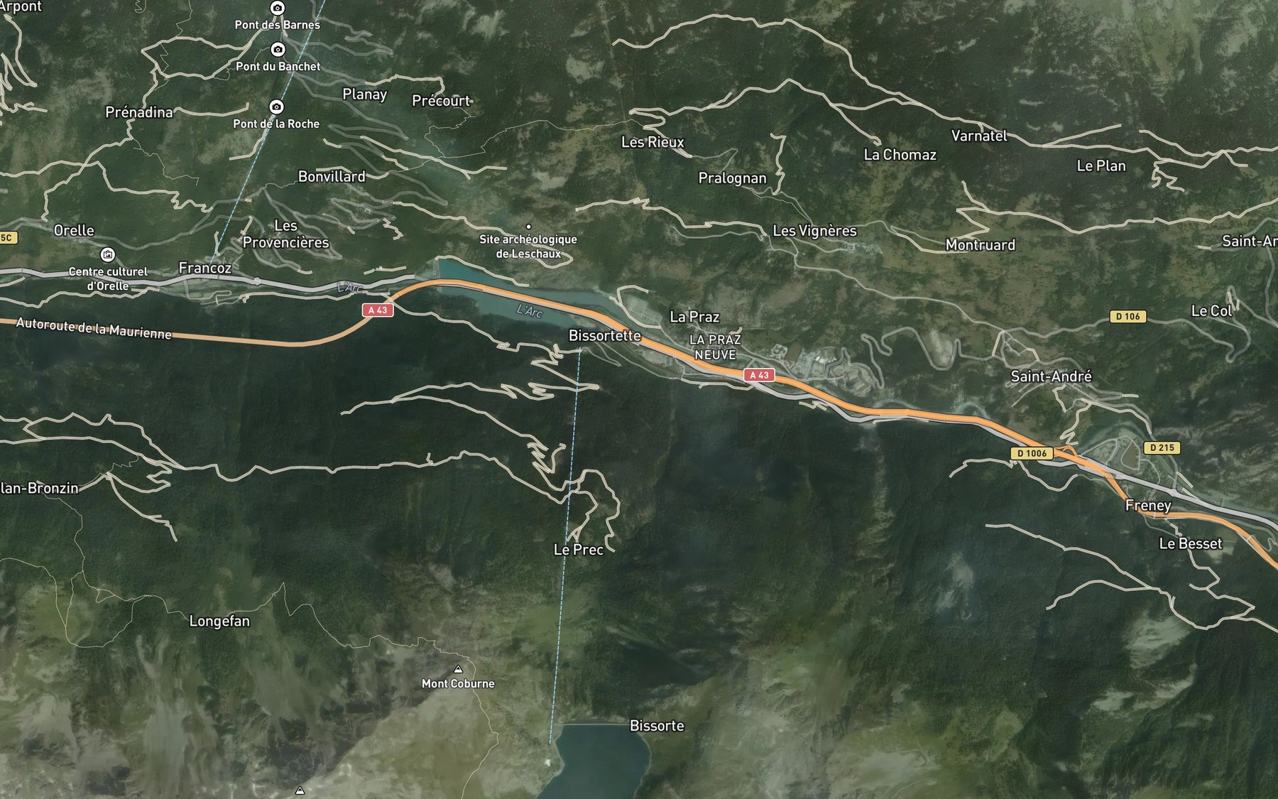 Satellite map of the Ruisseau de Bissorte