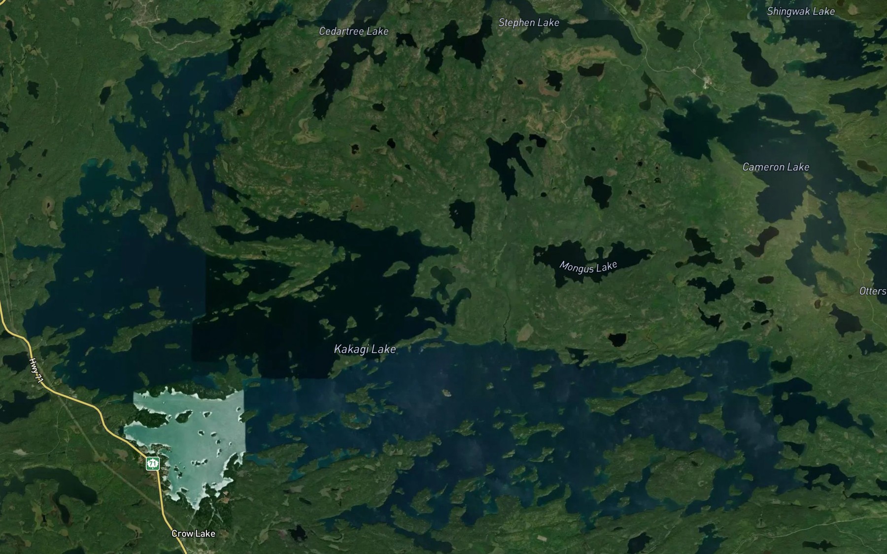 Satellite map of the Kakagi Lake