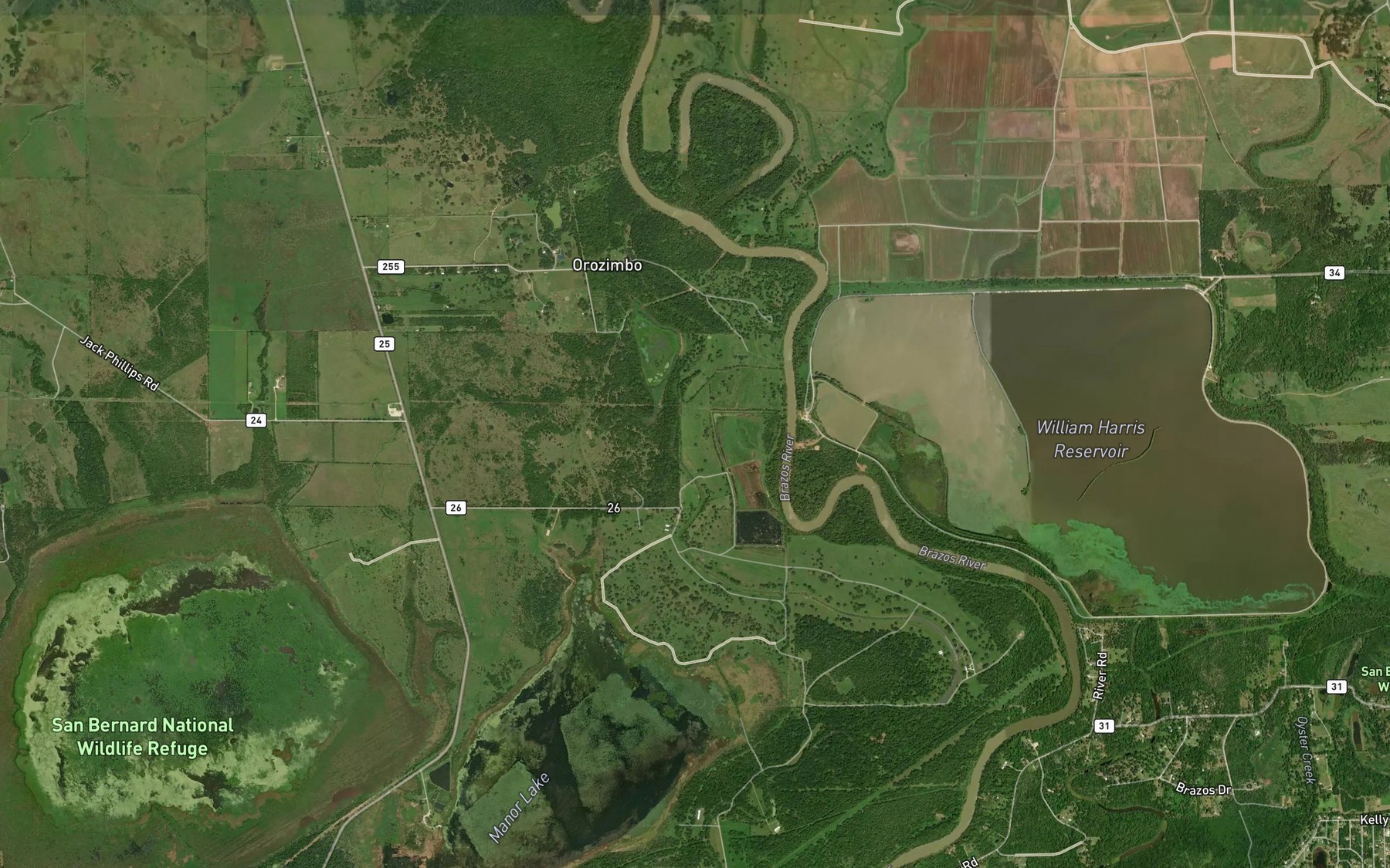 Satellite map of the Black Ranch Lake