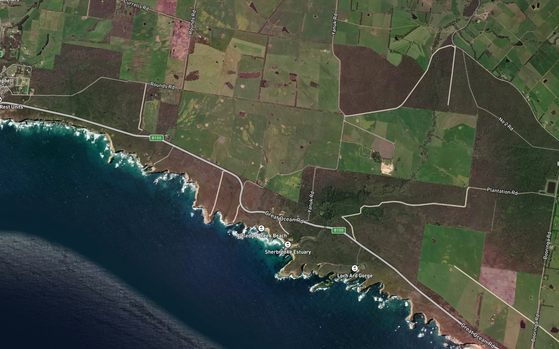 Satellite map of the Rutledge Creek