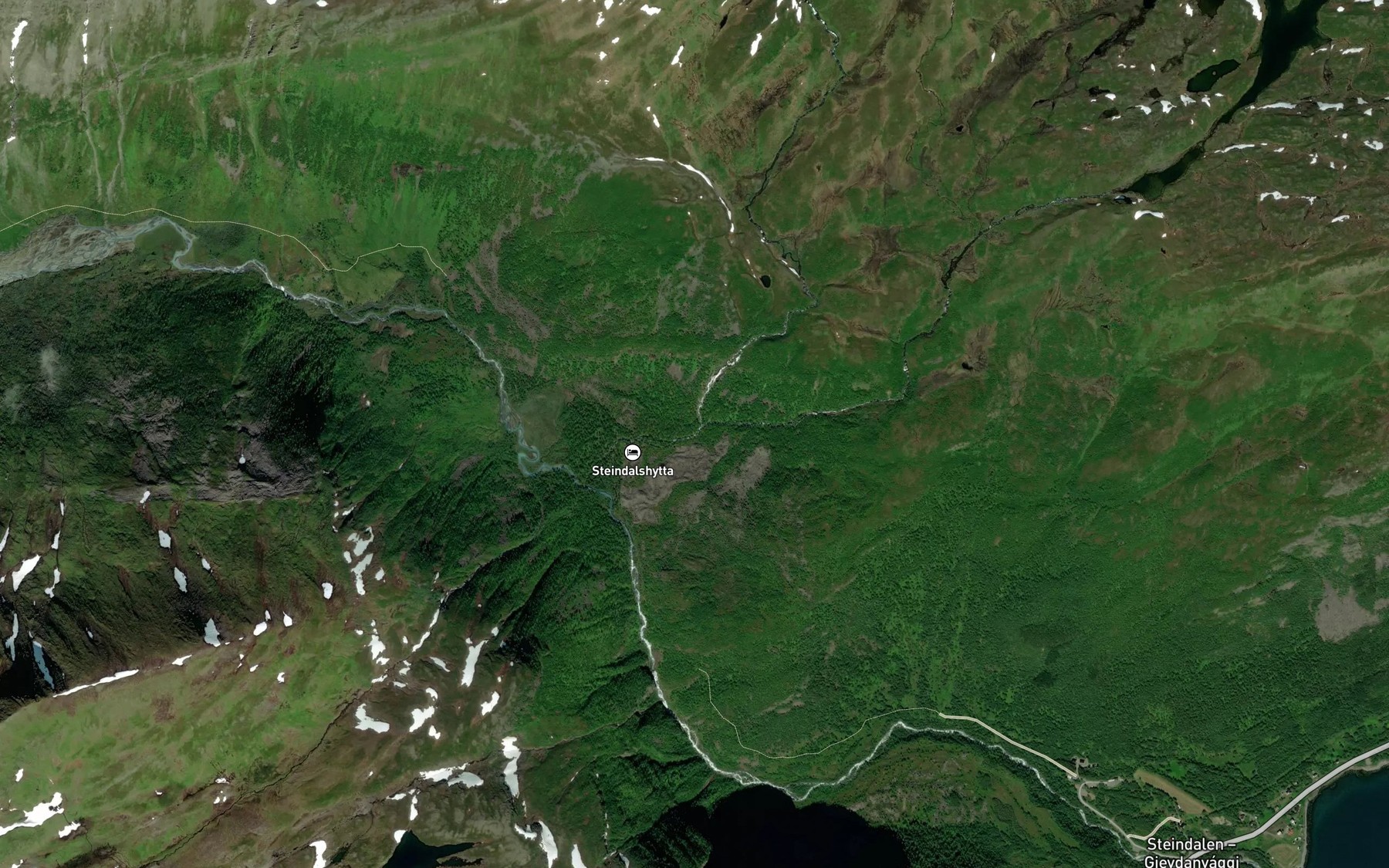 Satellite map of the Tverrelva