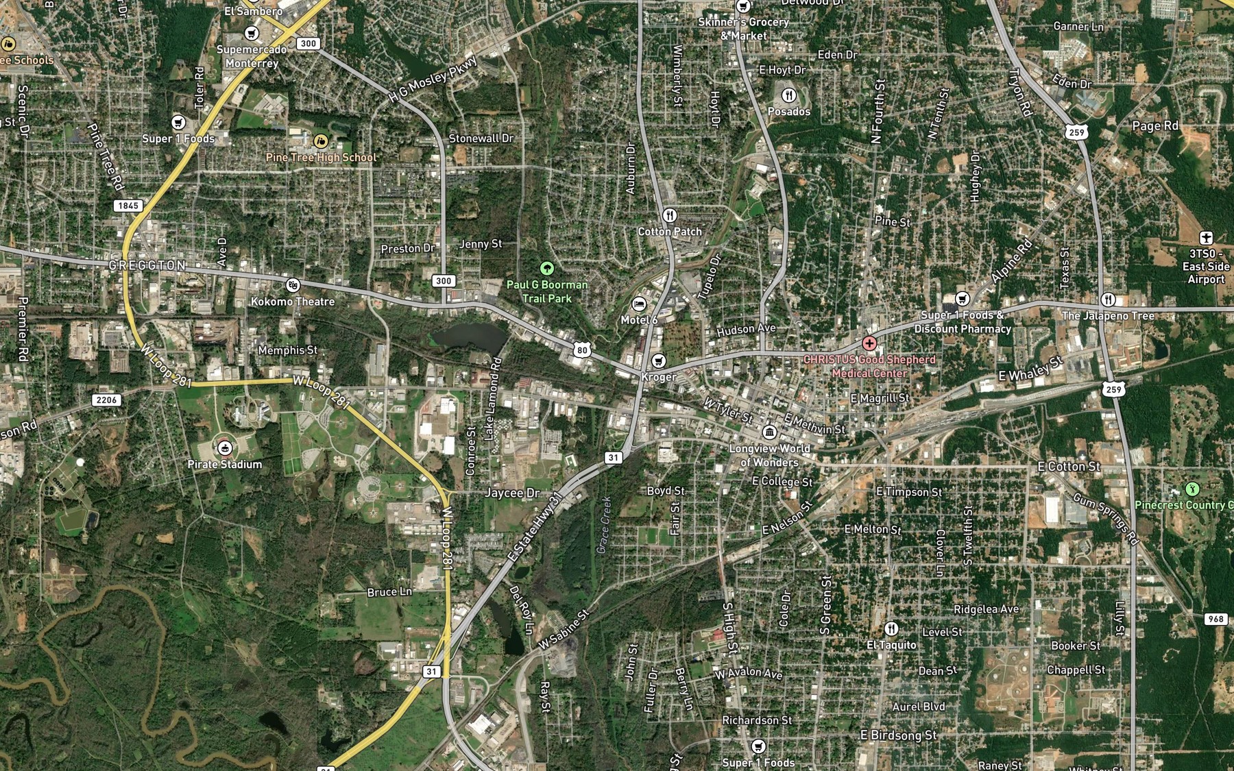 Satellite map of the Harris Creek