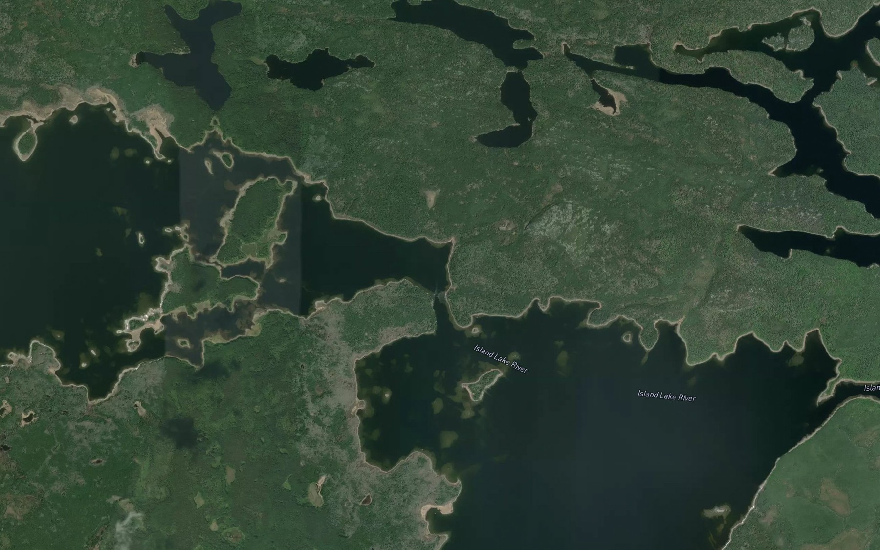 Satellite map of the Island Lake River