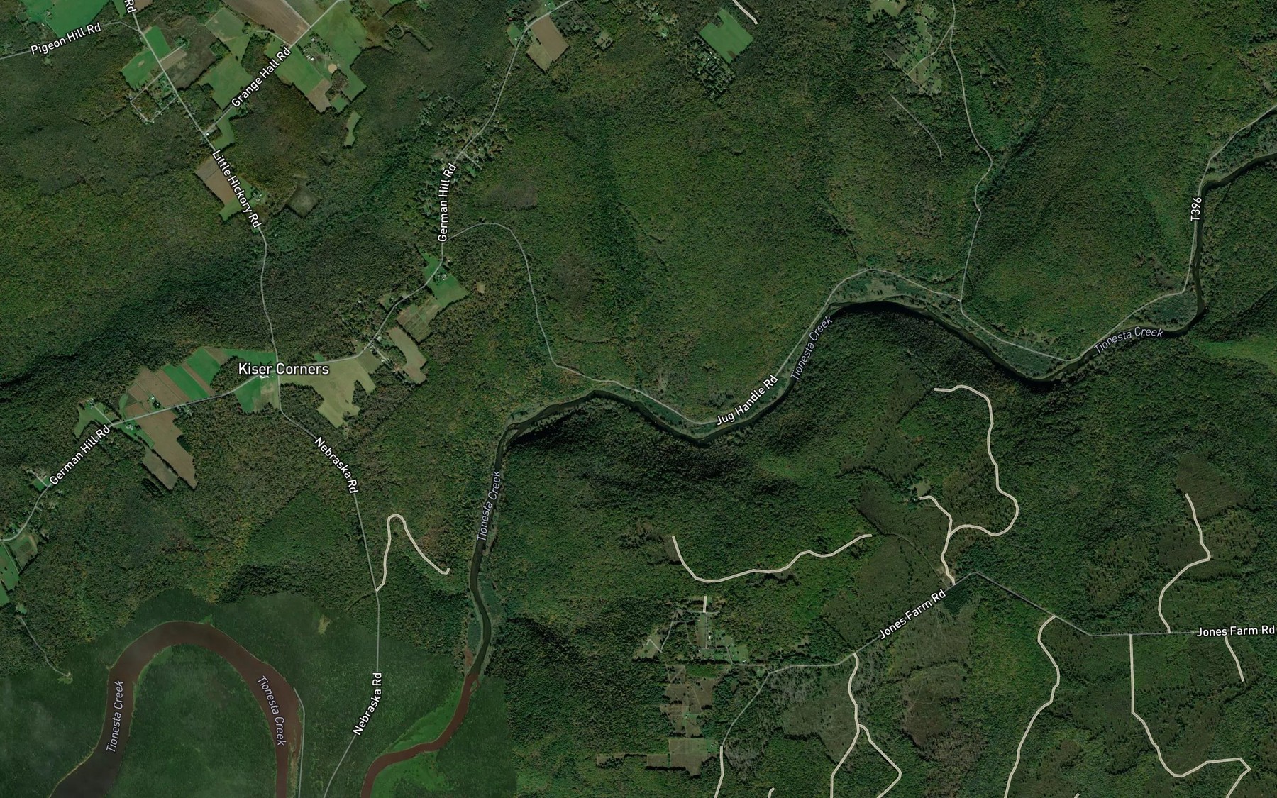Satellite map of the Jug Handle Run