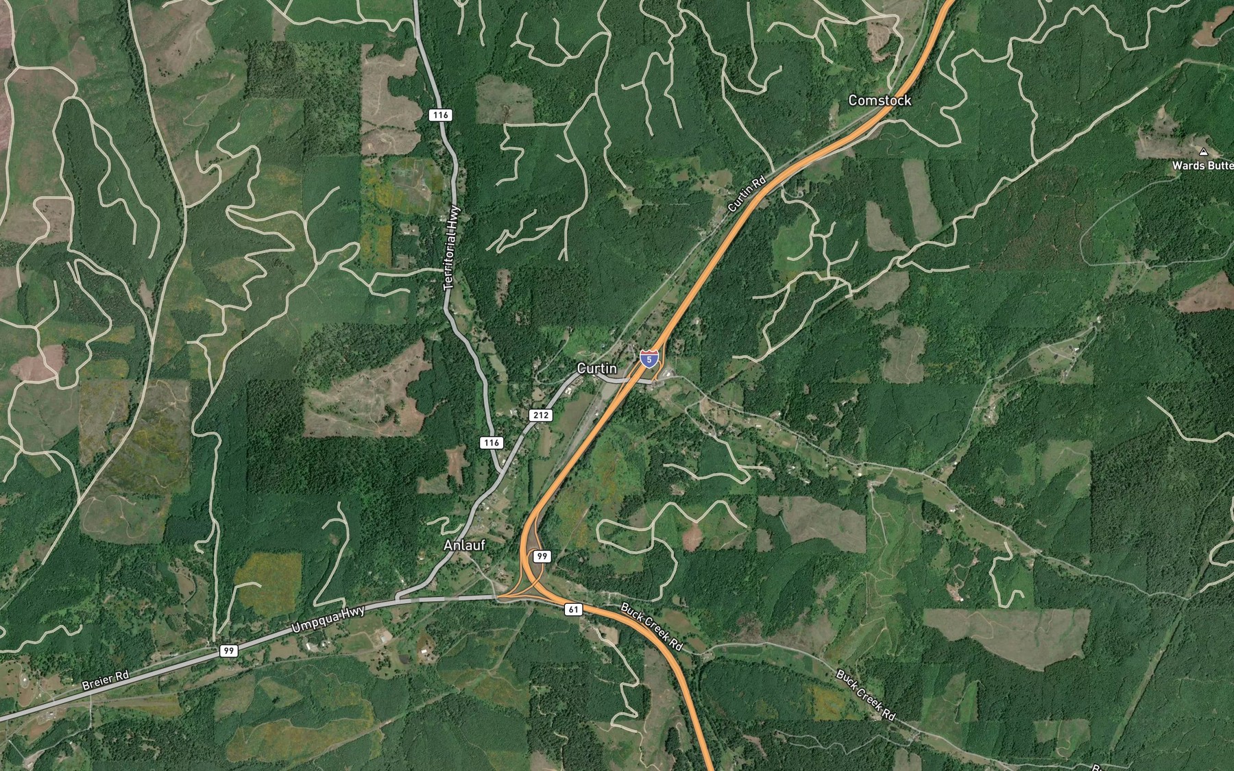 Satellite map of the Bear Creek