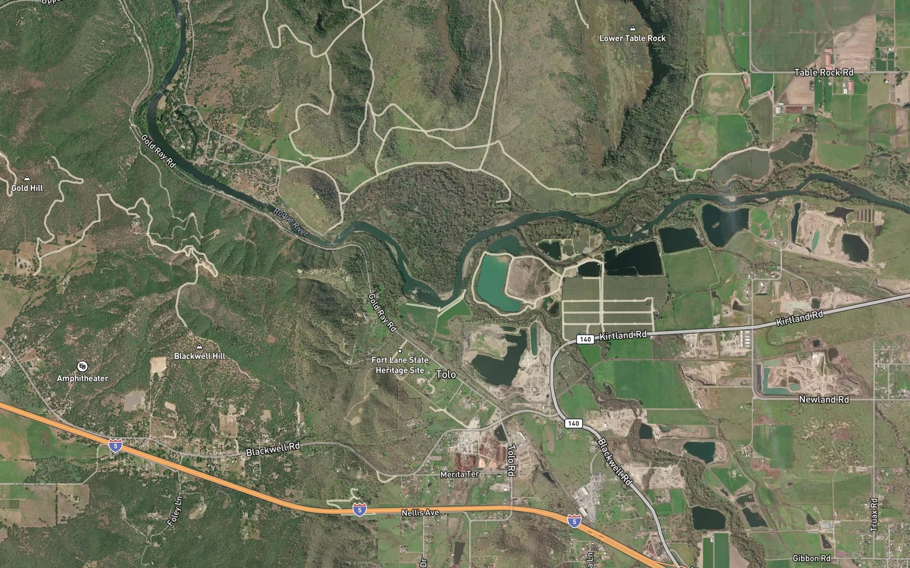 Satellite map of the Bear Creek