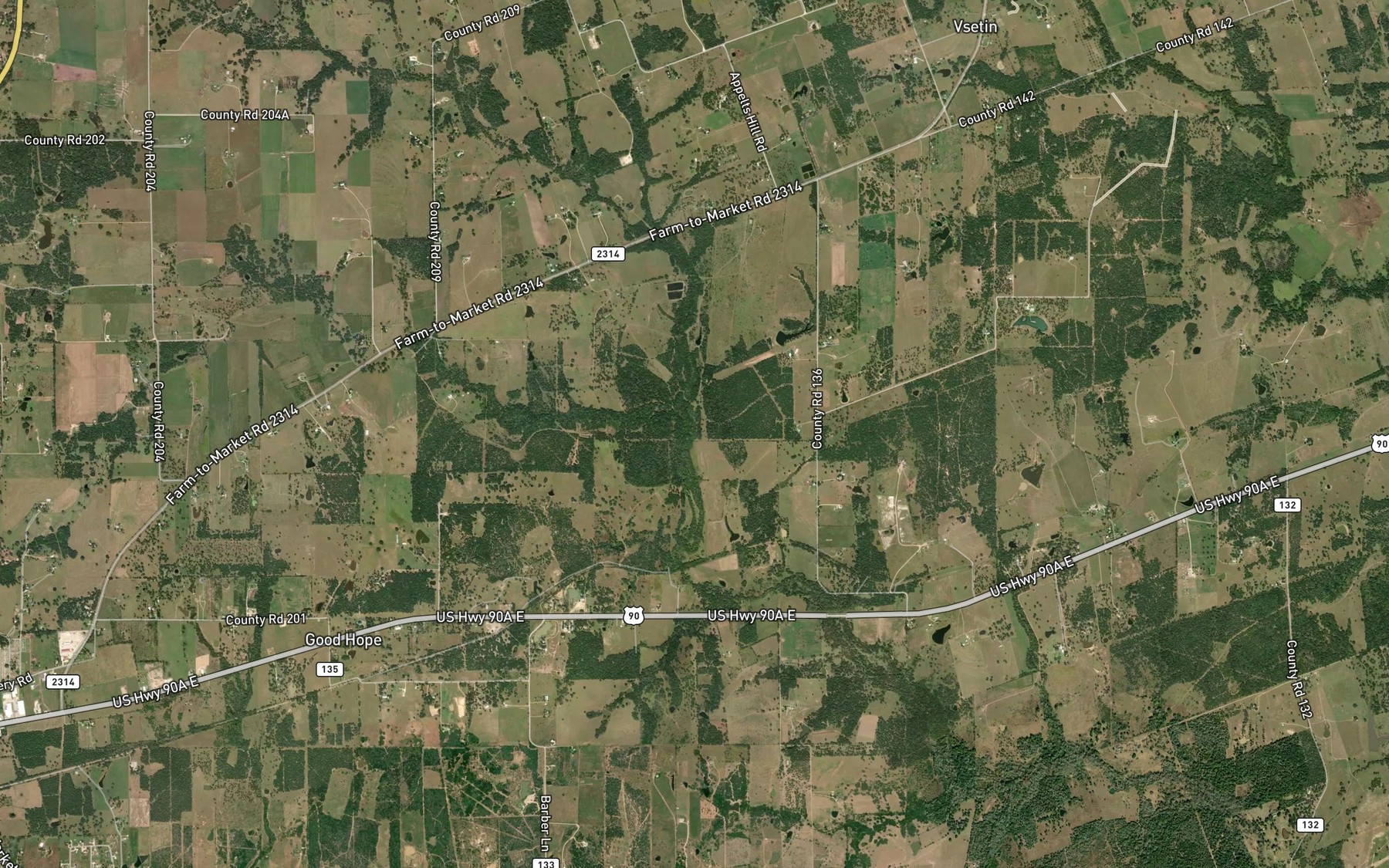Satellite map of the Turkey Pen Branch