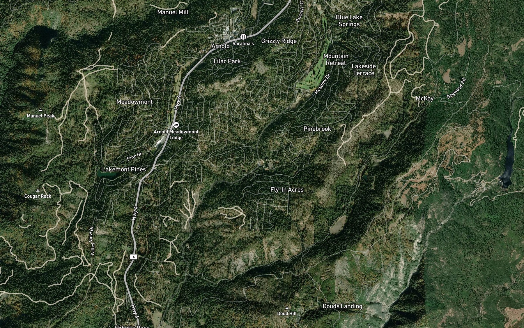 Satellite map of the Pinebrook Reservoir