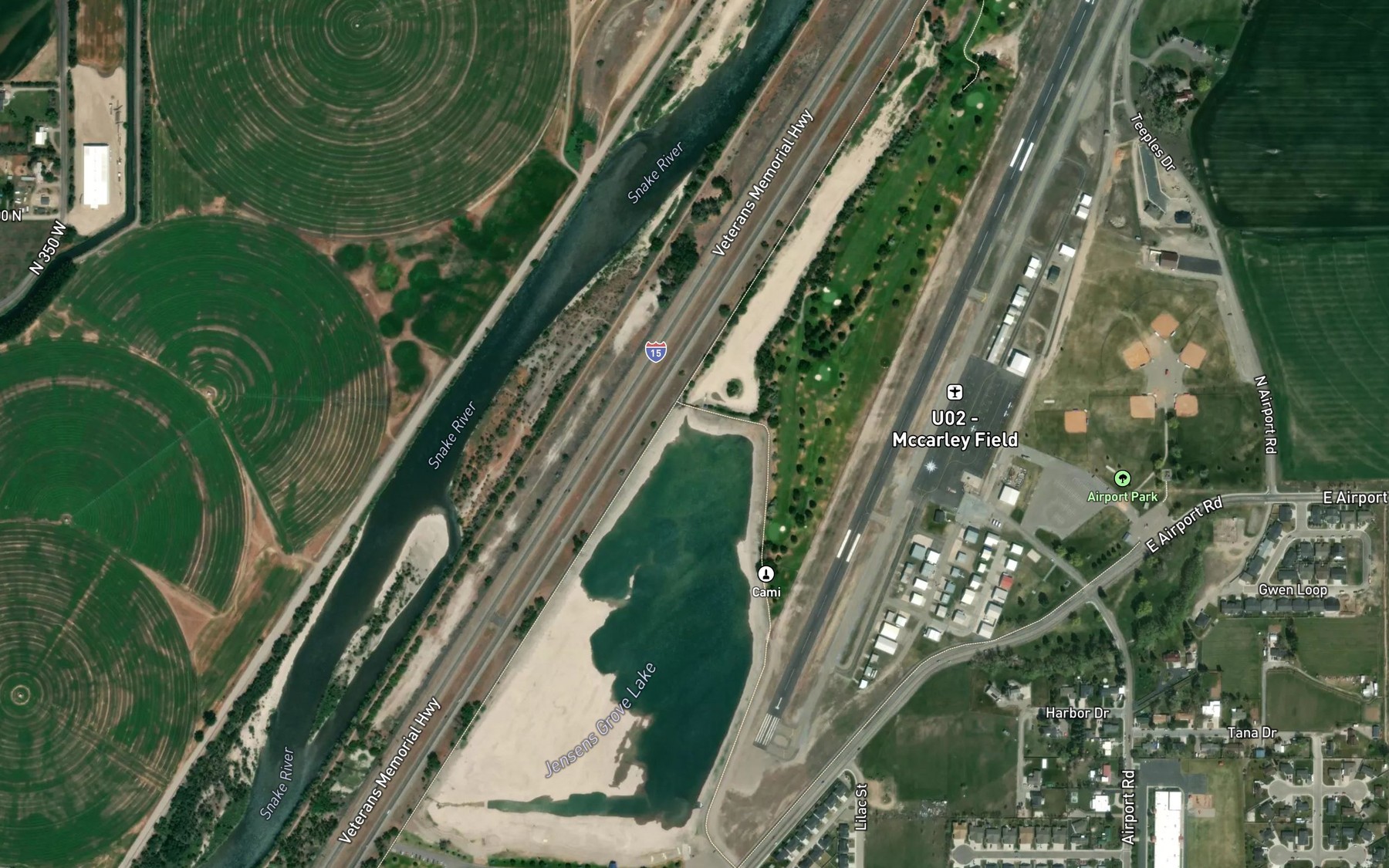 Satellite map of the Jensens Lake