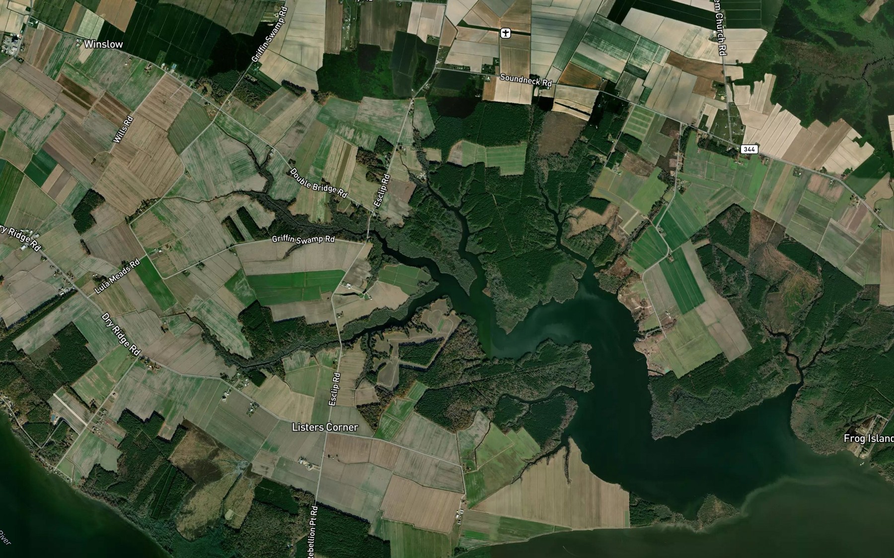 Satellite map of the Mill Dam Creek