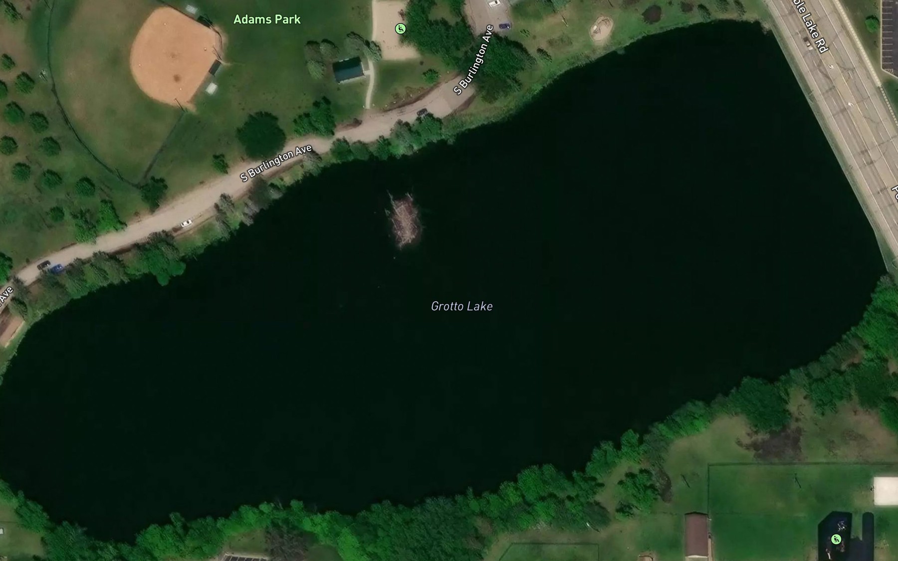Satellite map of the Grotto Lake
