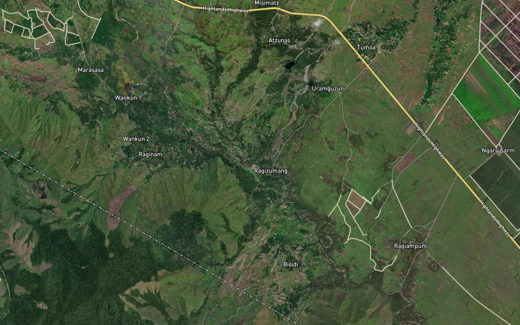 Satellite map of the Beboi Creek