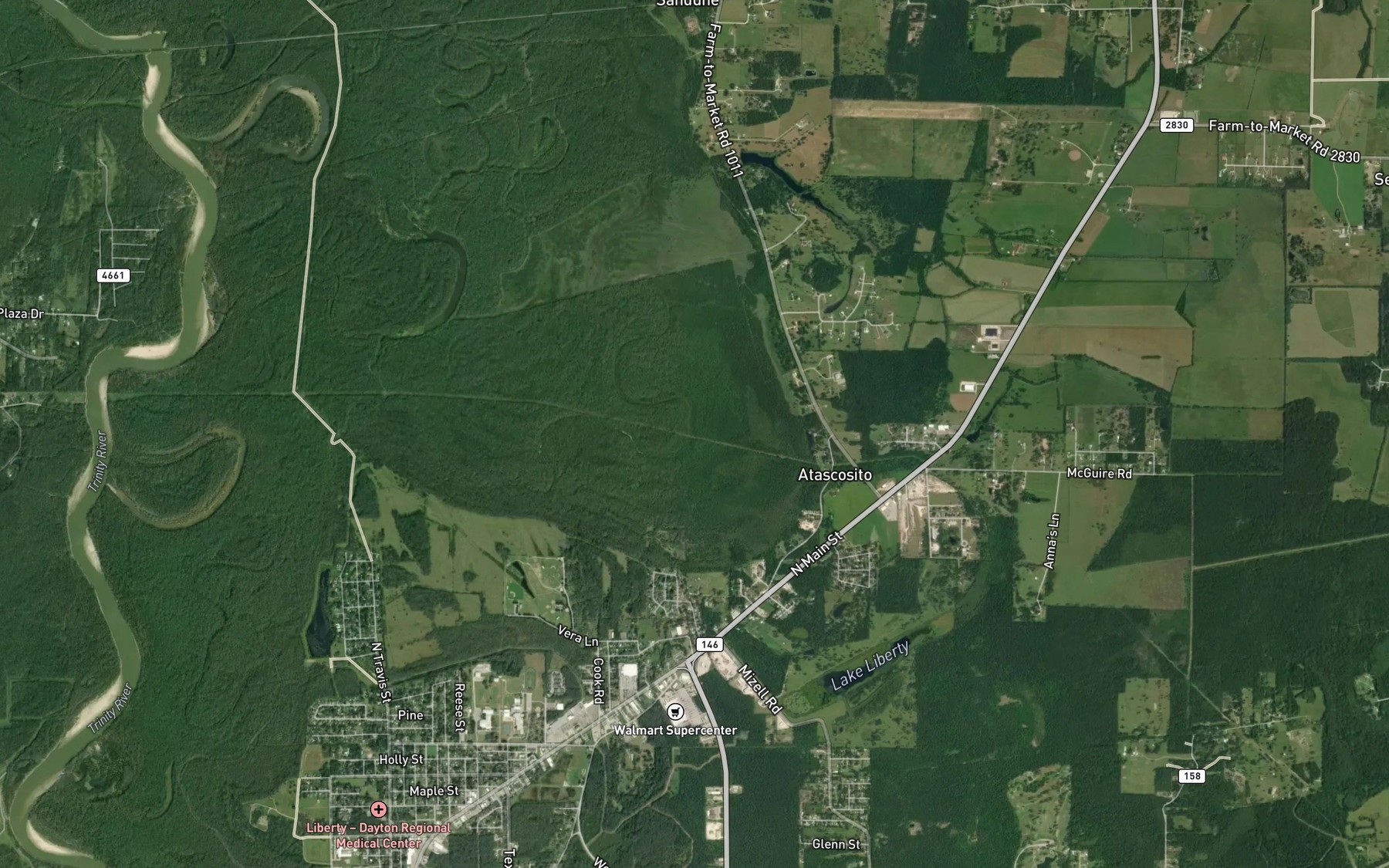 Satellite map of the Wood Spring Creek